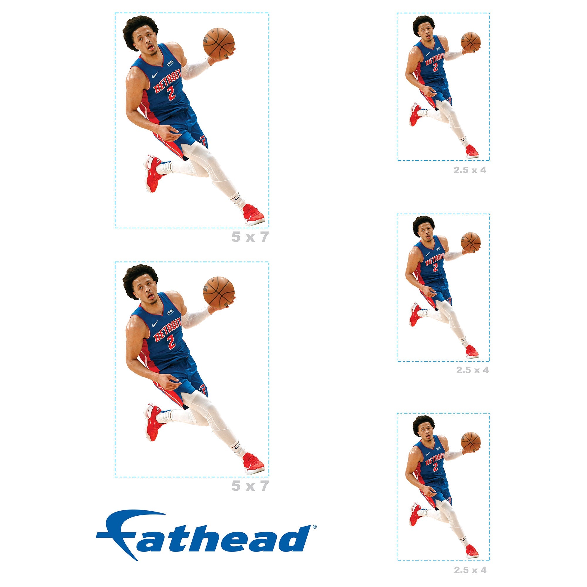 Cade Cunningham - 5 Minis (Mixed Sizes) - Official NBA - Detroit Pistons - Reusable Vinyl Decals