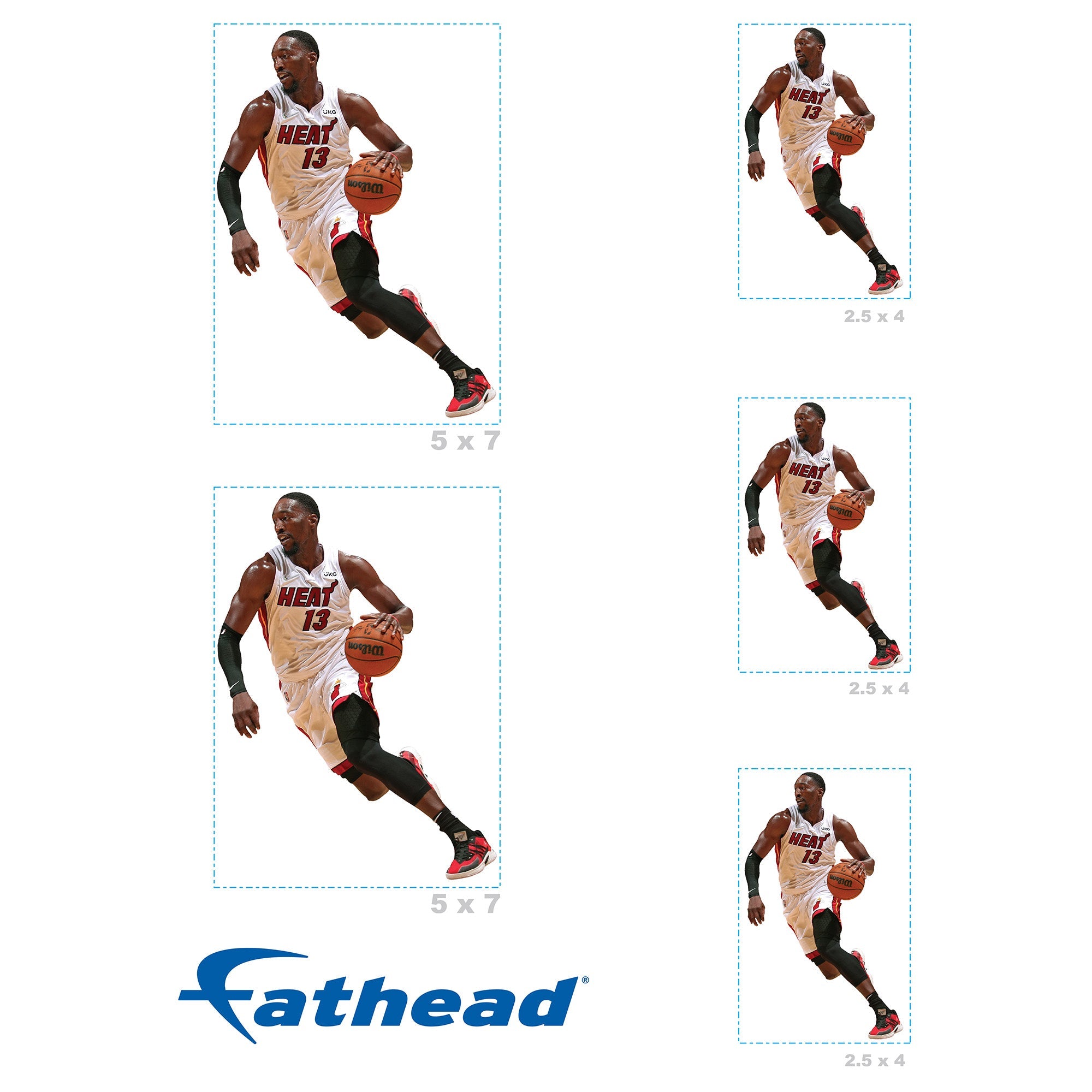 Bam Adebayo - 5 Minis (Mixed Sizes) - Official NBA - Miami Heat - Reusable Vinyl Decals