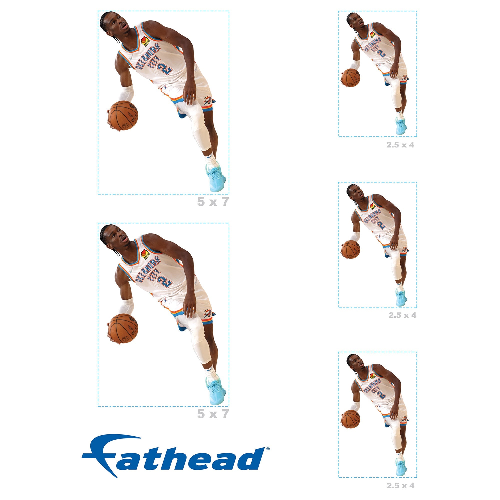 Shai Gilgeous-Alexander - 5 Minis (Mixed Sizes) - Official NBA - Oklahoma City Thunder - Reusable Vinyl Decals