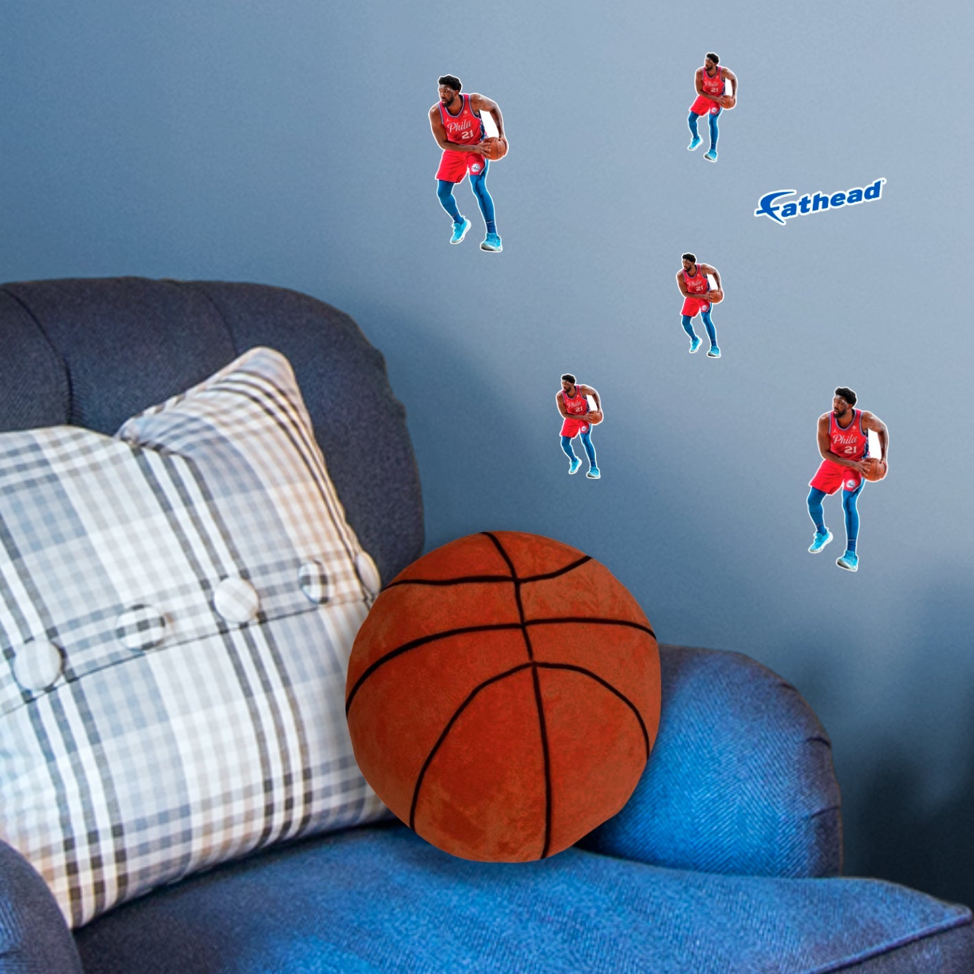 Joel Embiid - 5 Minis (Mixed Sizes) - Official NBA - Philadelphia 76ers - Reusable Vinyl Decals