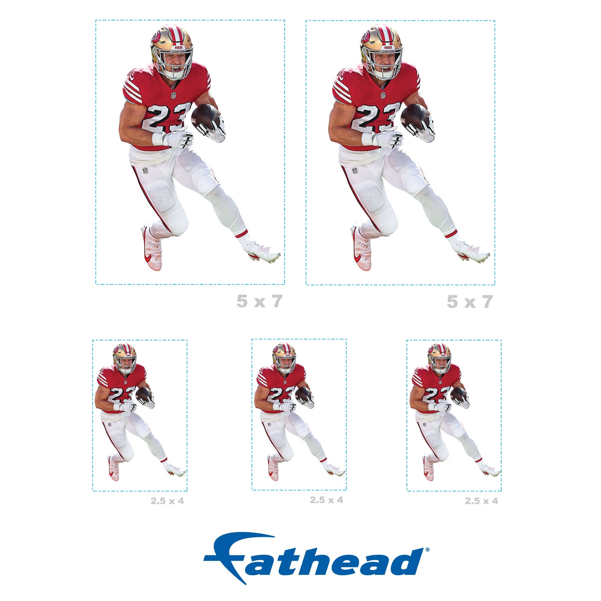 Christian McCaffrey - 5 Minis (Mixed Sizes) - Official NFL - San Francisco 49ers - Reusable Vinyl Decals