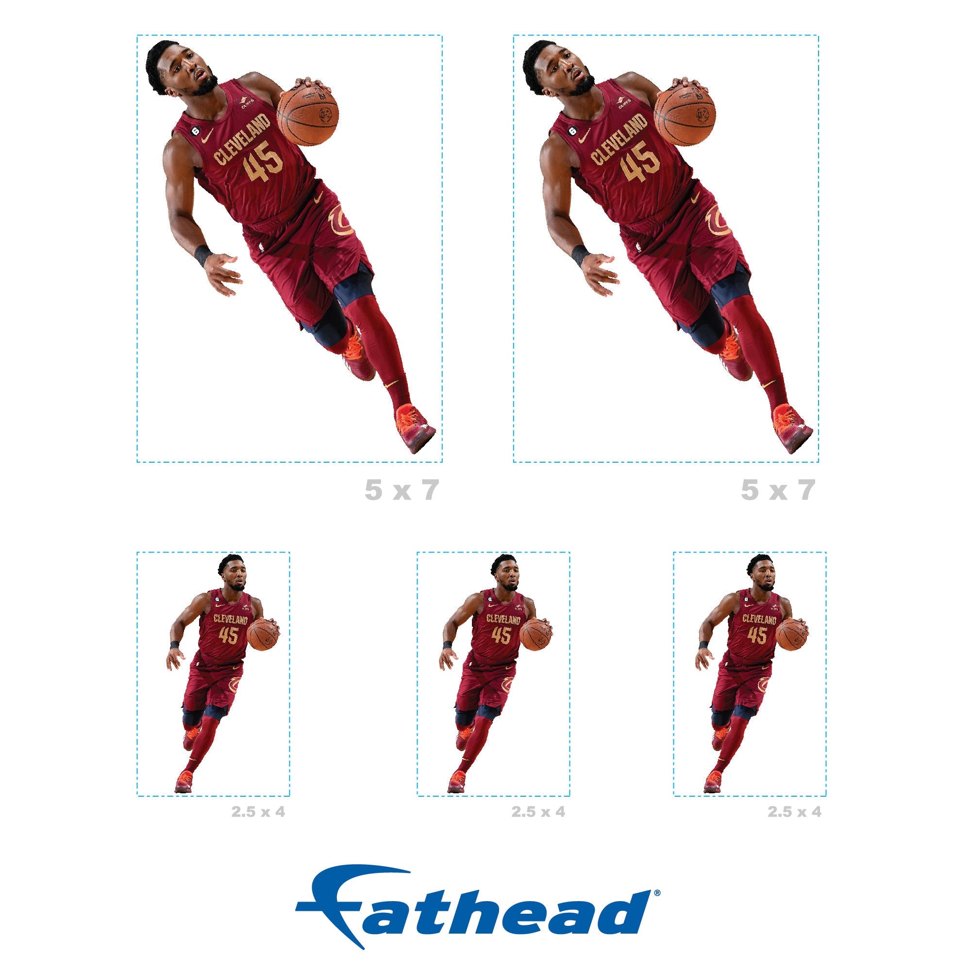 Donovan Mitchell - 5 Minis (Mixed Sizes) - Official NBA - Cleveland Cavaliers - Reusable Vinyl Decals