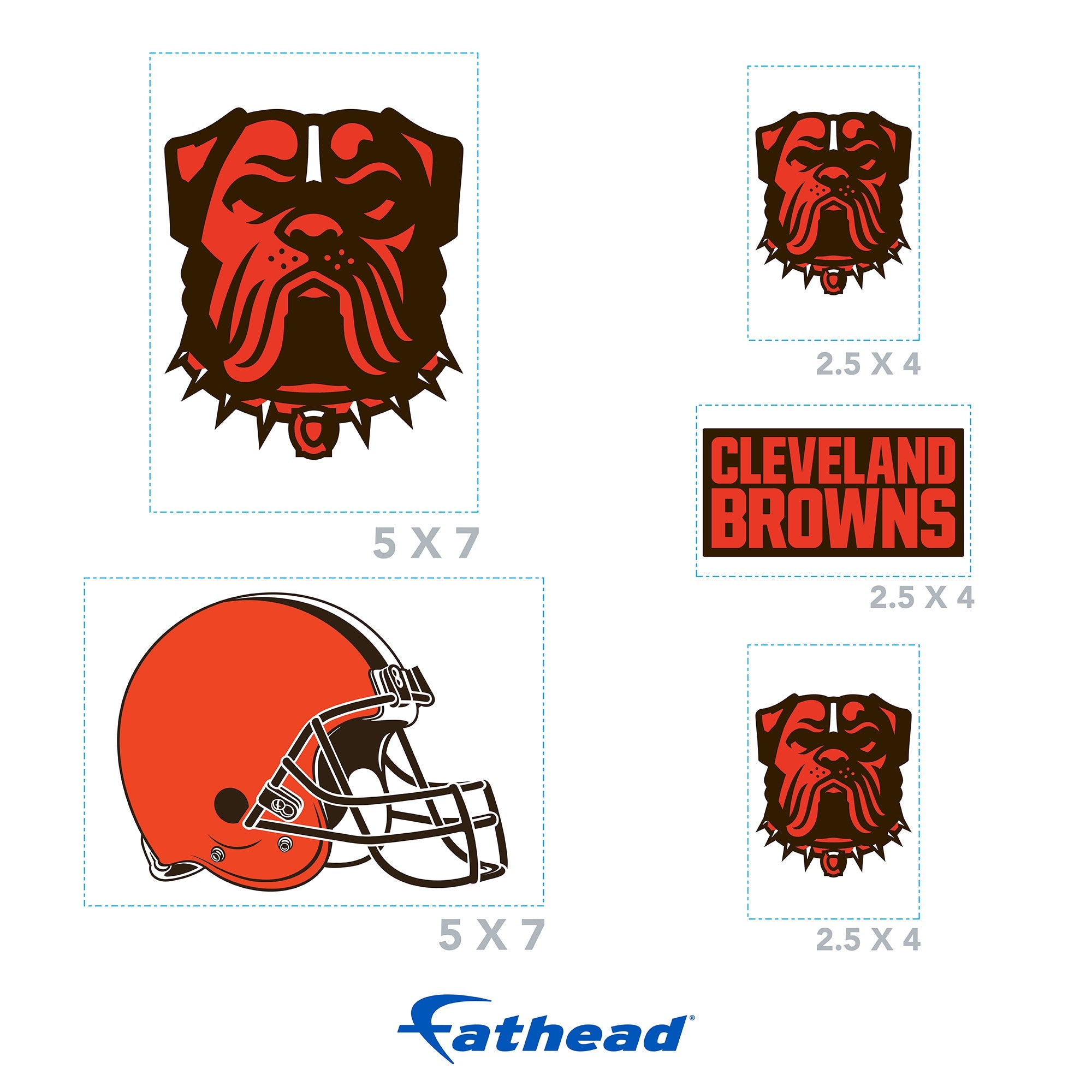 Cleveland Browns - 5 Logo Minis (Mixed Sizes) - Official NFL - Reusable Vinyl Decals #1