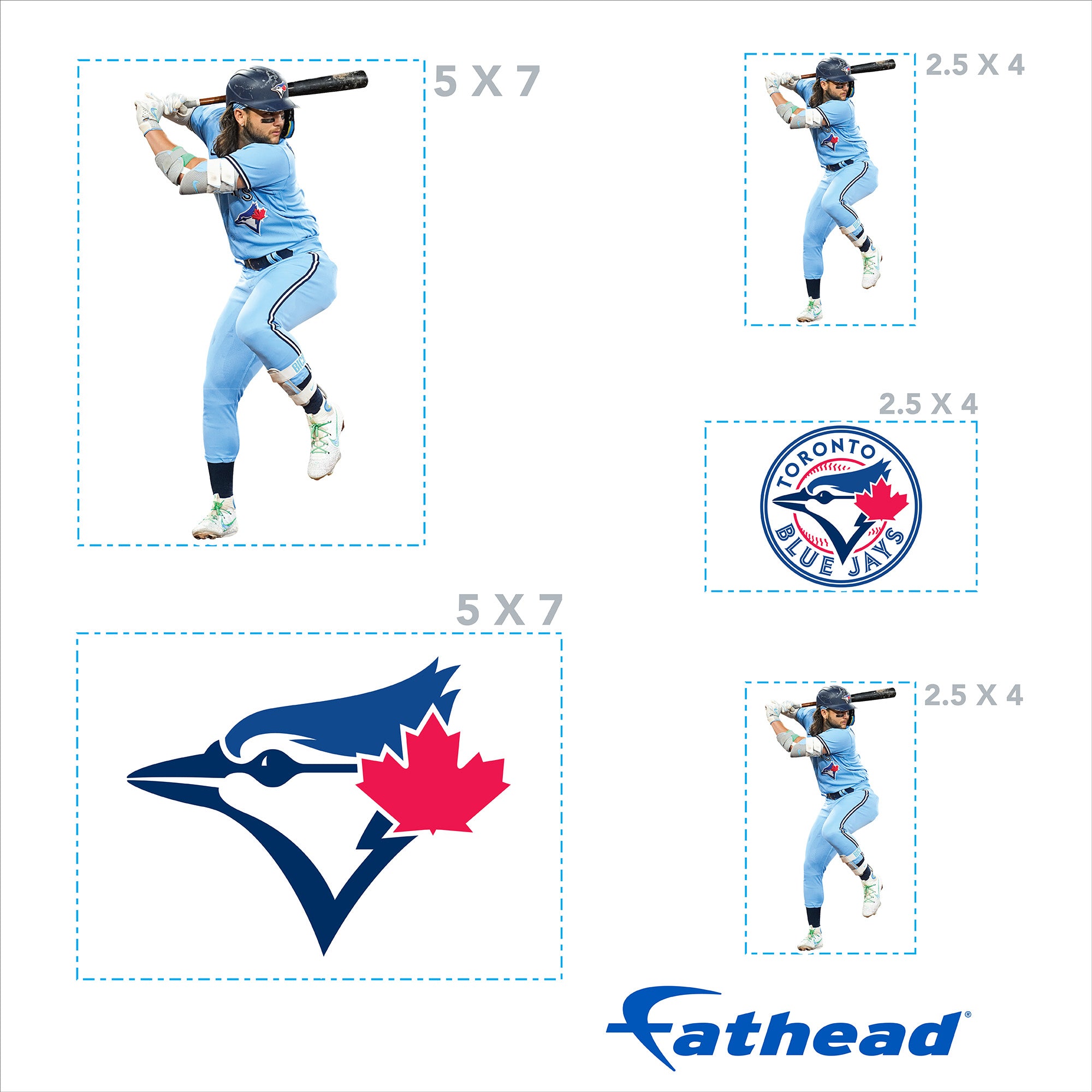 Bo Bichette - 5 Minis (Mixed Sizes) - Official MLB - Toronto Blue Jays - Reusable Vinyl Decals