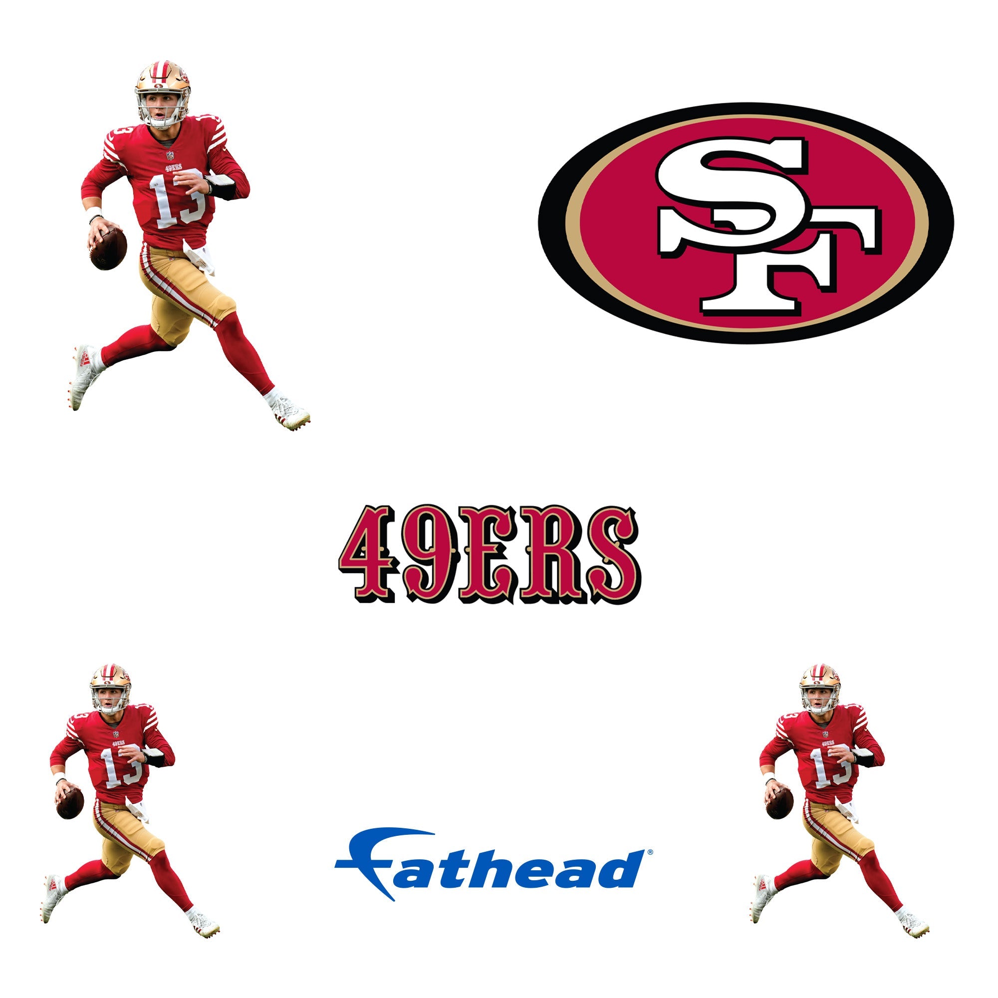 Brock Purdy - 5 Minis (Mixed Sizes) - Official NFL - San Francisco 49ers - Reusable Vinyl Decals