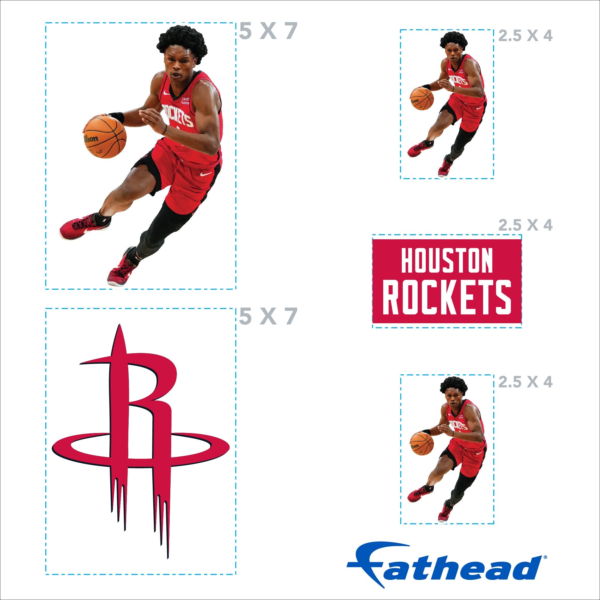 Amen Thompson - 5 Minis (Mixed Sizes) - Official NBA - Houston Rockets - Reusable Vinyl Decals