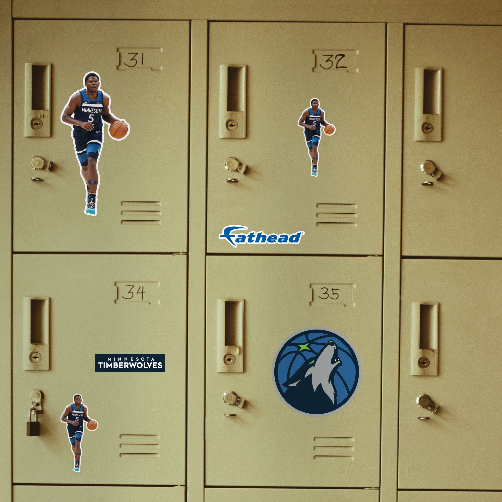 Anthony Edwards - 5 Minis (Mixed Sizes) - Official NBA - Minnesota Timberwolves - Reusable Vinyl Decals