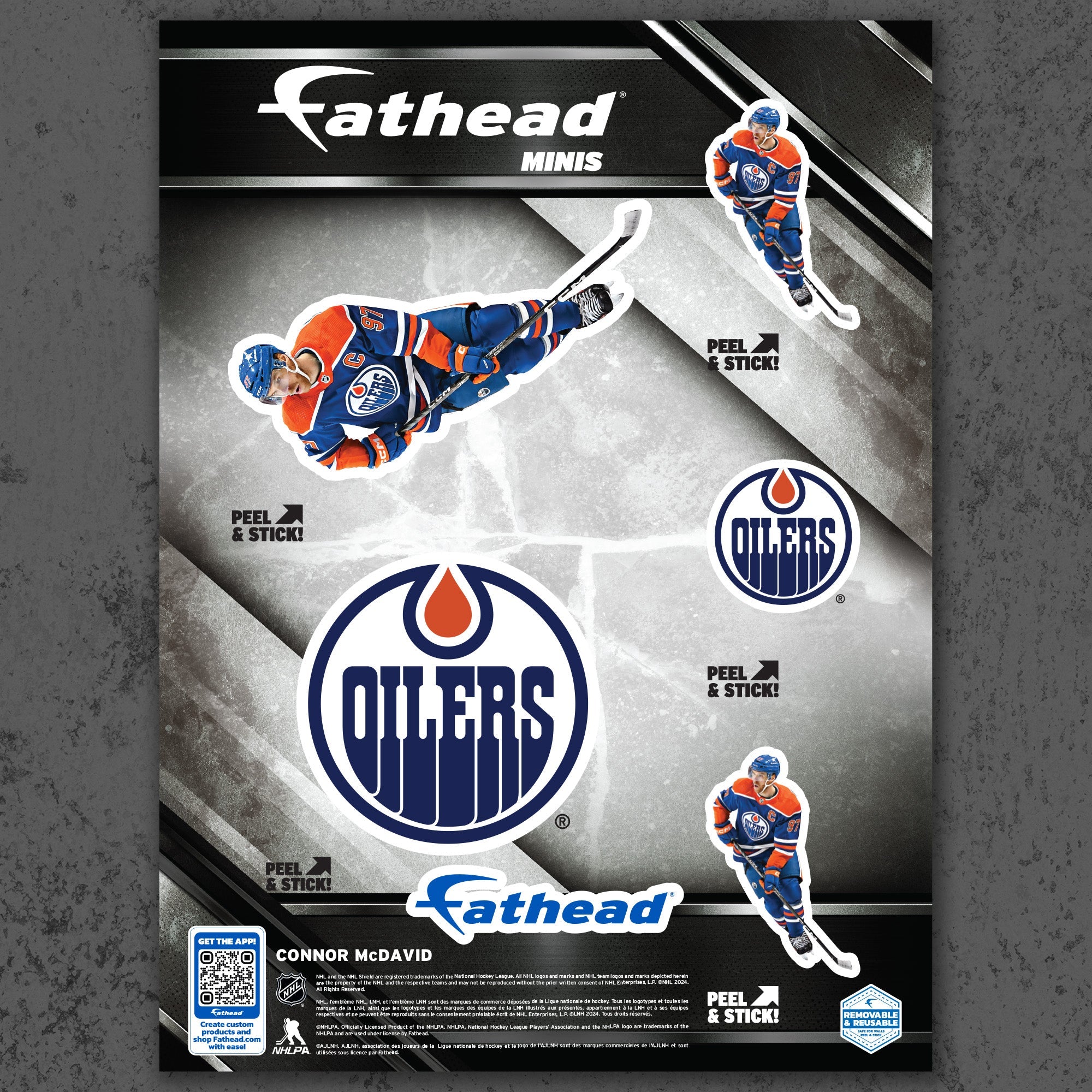 Connor McDavid - 5 Minis (Mixed Sizes) - Official NHL - Edmonton Oilers - Reusable Vinyl Decals