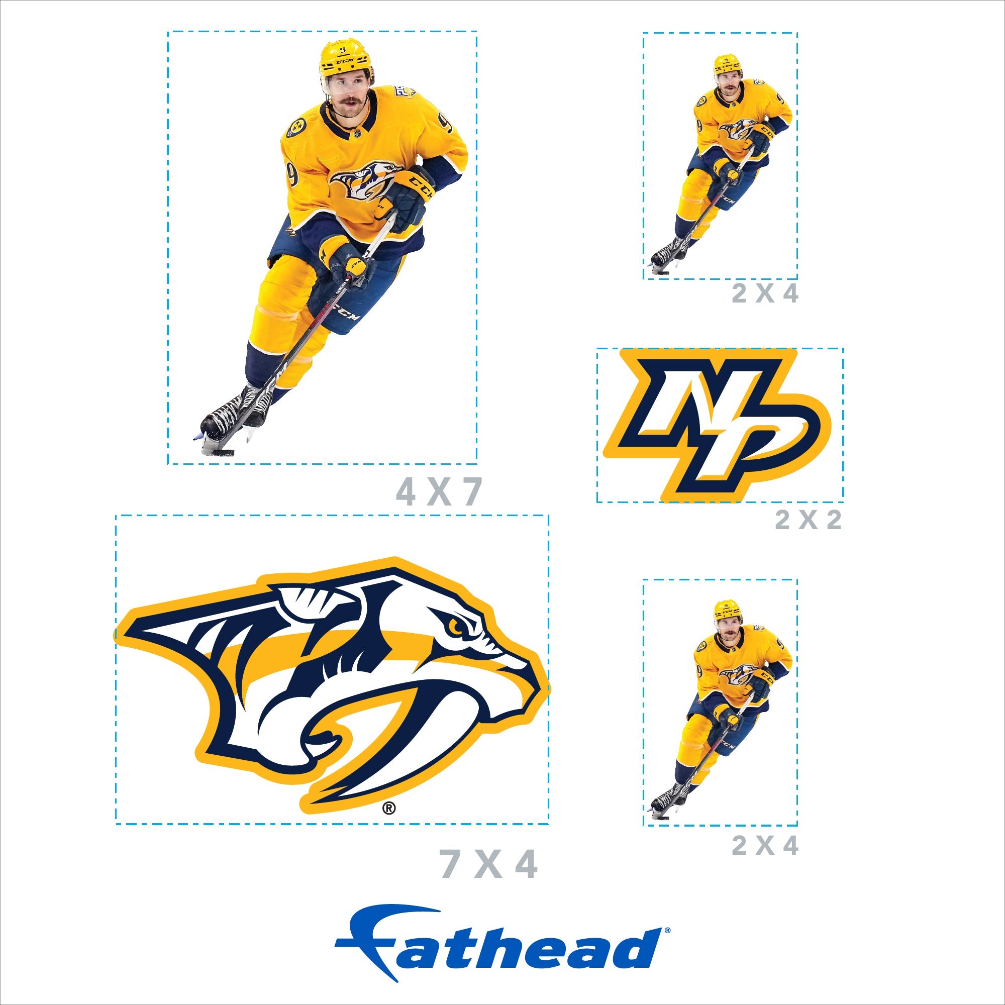 Filip Forsberg - 5 Minis (Mixed Sizes) - Official NHL - Nashville Predators - Reusable Vinyl Decals
