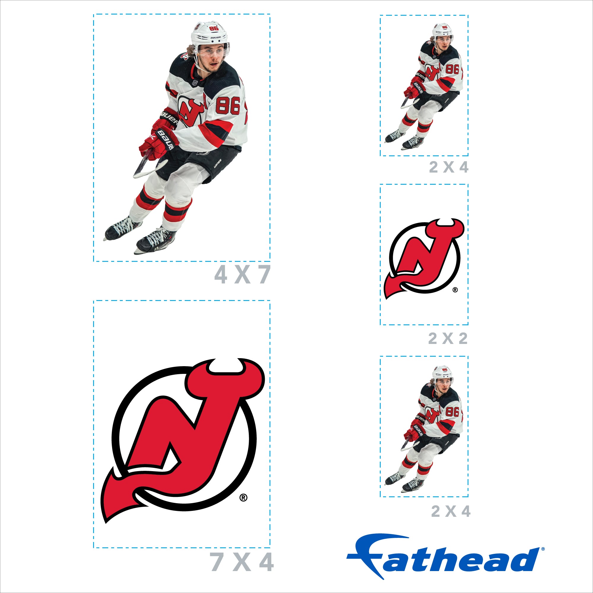 Jack Hughes - 5 Minis (Mixed Sizes) - Official NHL - New Jersey Devils - Reusable Vinyl Decals