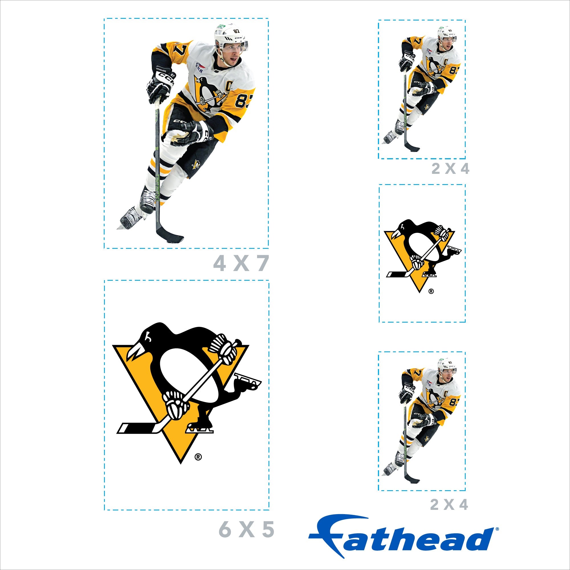 Sidney Crosby - 5 Minis (Mixed Sizes) - Official NHL - Pittsburgh Penguins - Reusable Vinyl Decals