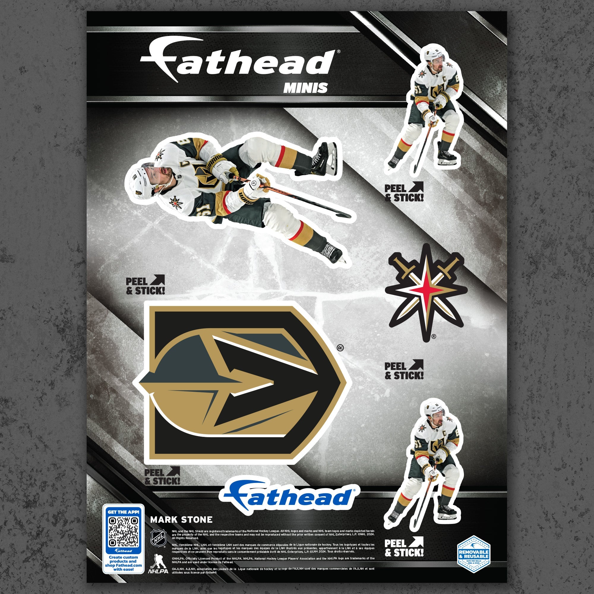 Mark Stone - 5 Minis (Mixed Sizes) - Official NHL - Vegas Golden Knights - Reusable Vinyl Decals
