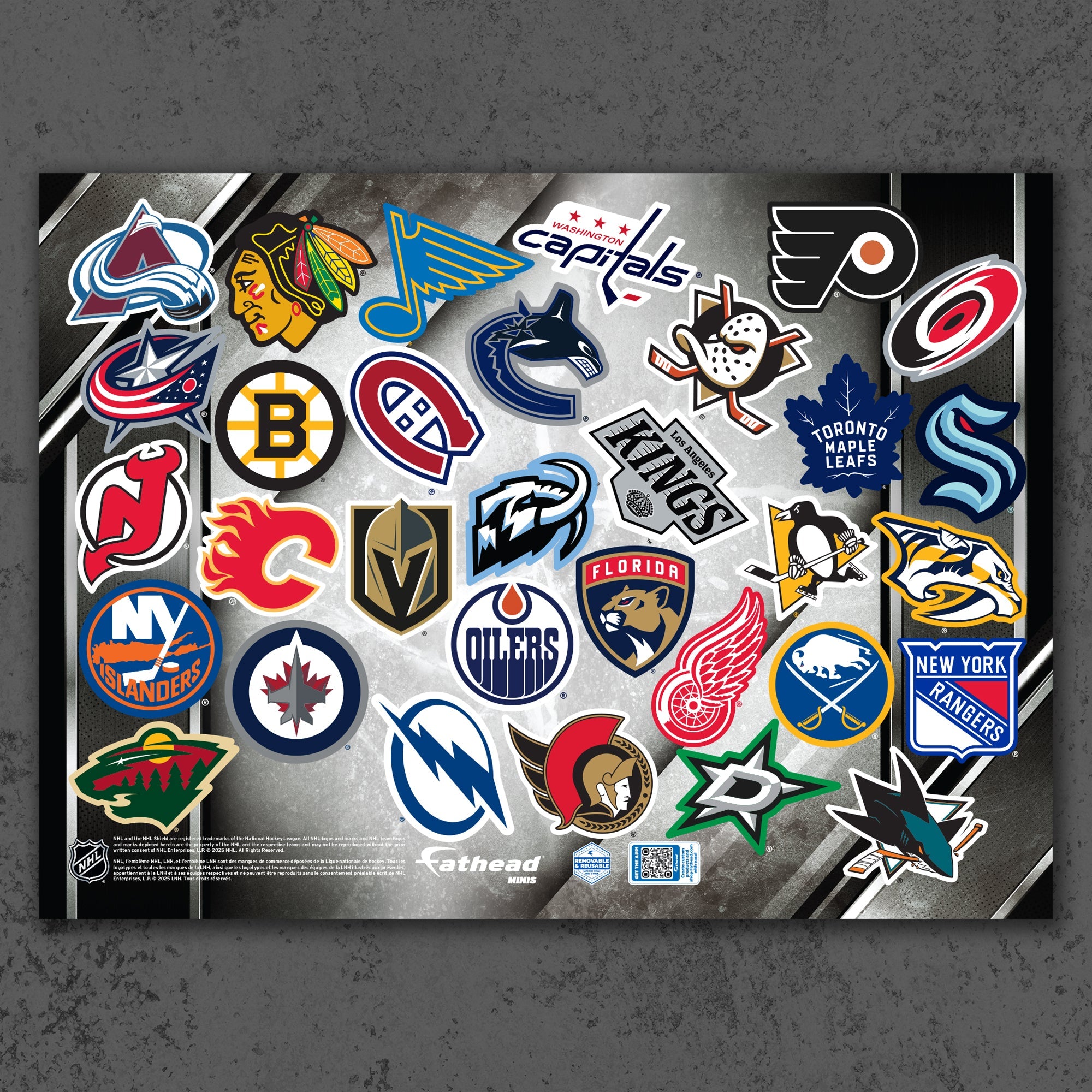NHL Team Logos - Logo Minis (Mixed Sizes) - Official NHL - Reusable Vinyl Decals