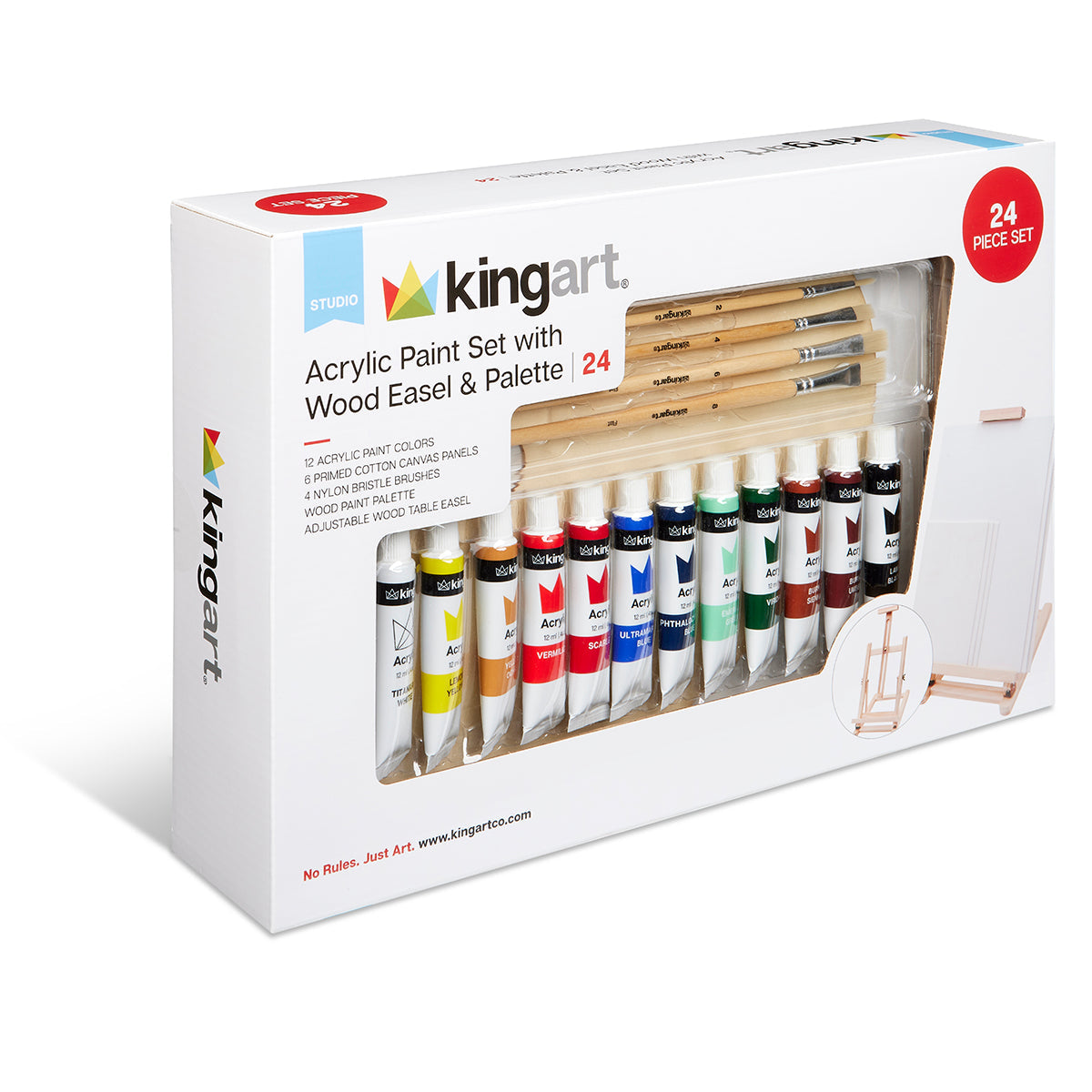Acrylic Painting Set with Table Easel, 24 pc