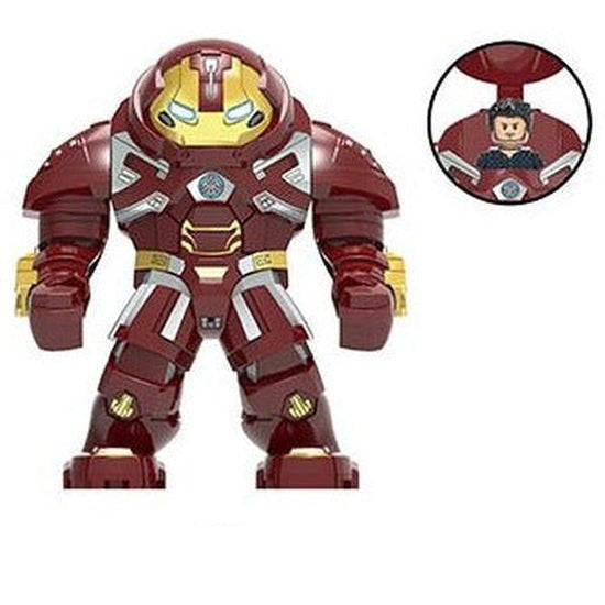 Crimson Titan Mech Suit Custom Minifigure – Heavy Armor Buster with Gold Detailing