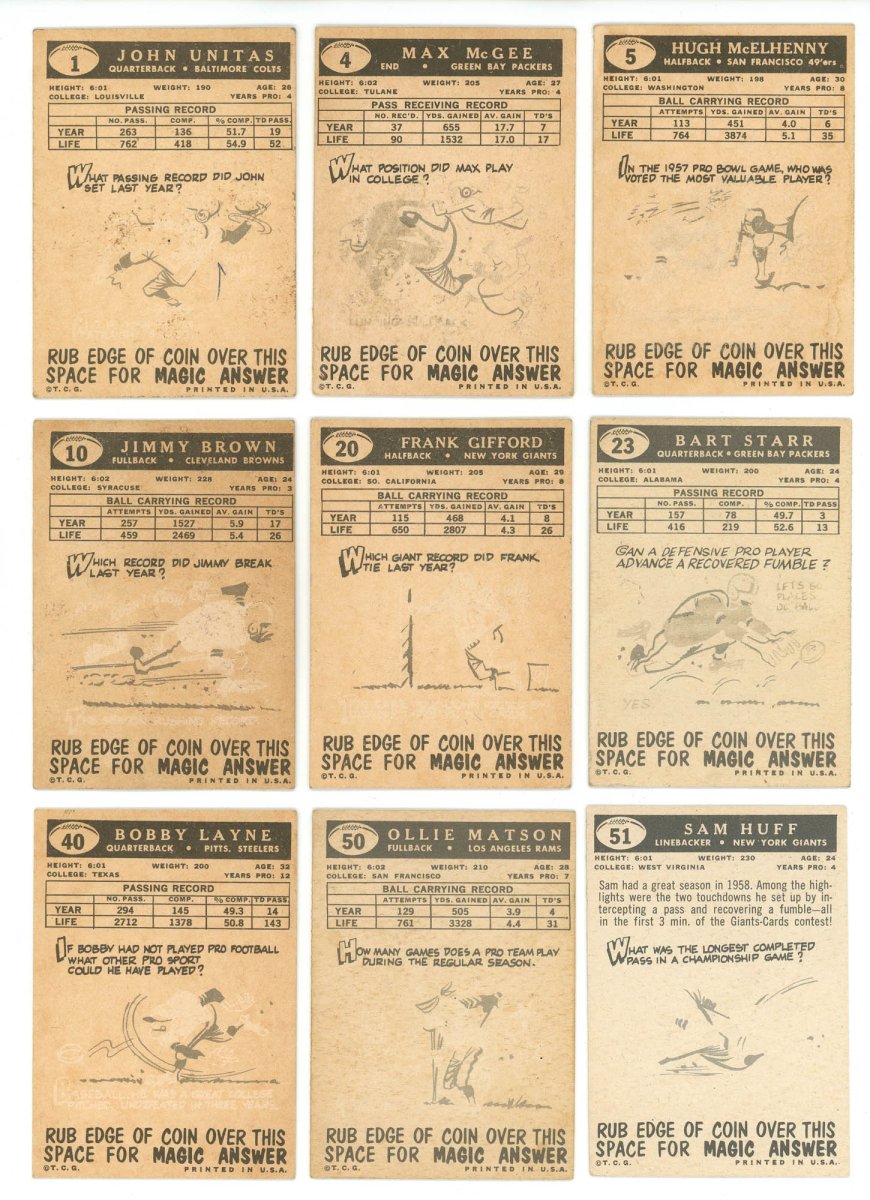 1959 TOPPS FOOTBALL COMPLETE SET BREAK - 6 CARDS PER BOX! A HOFER IN EVERY BOX!