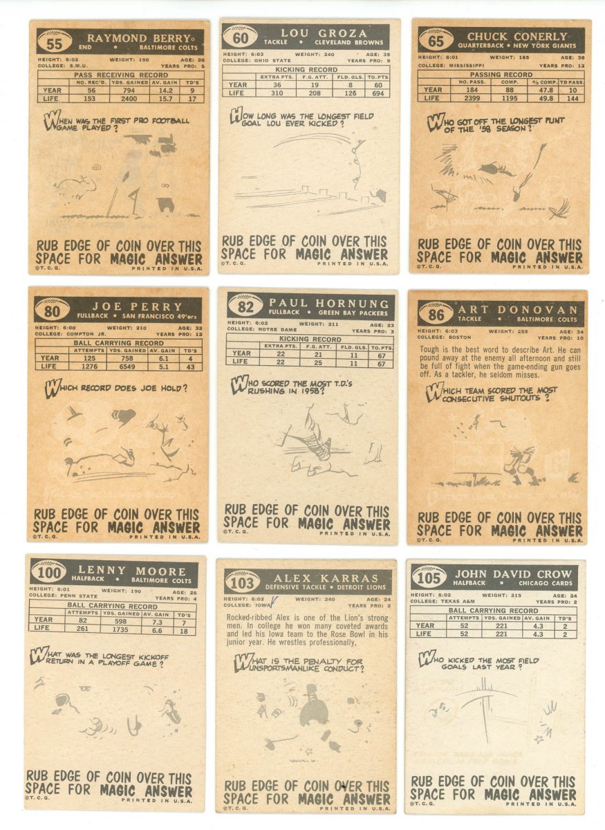 1959 TOPPS FOOTBALL COMPLETE SET BREAK - 6 CARDS PER BOX! A HOFER IN EVERY BOX!