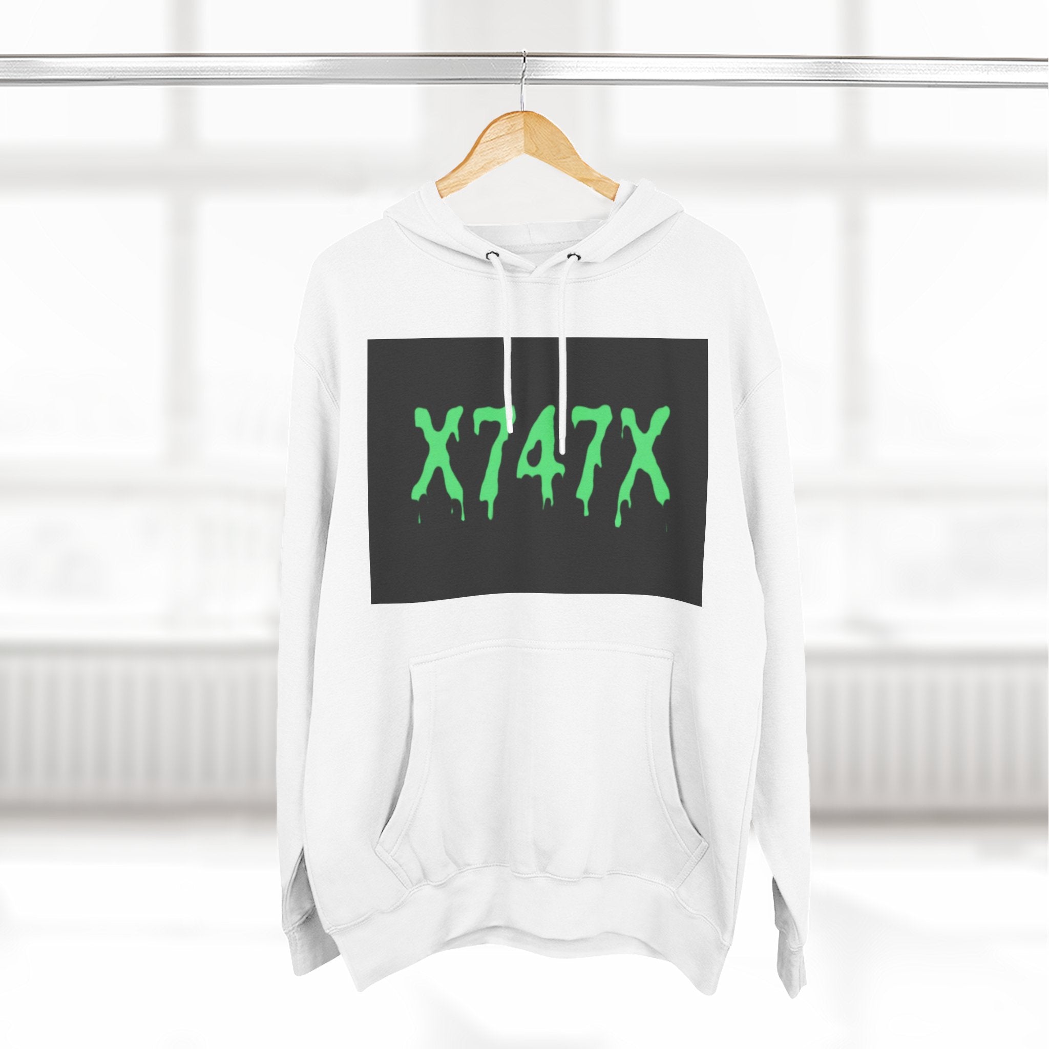 Fleece Hoodie - Neon Green X747X Skateboard Design