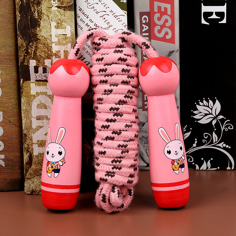 Wooden Skipping Rope for Kids – Fun Fitness Toy with Cute Cartoon Handles