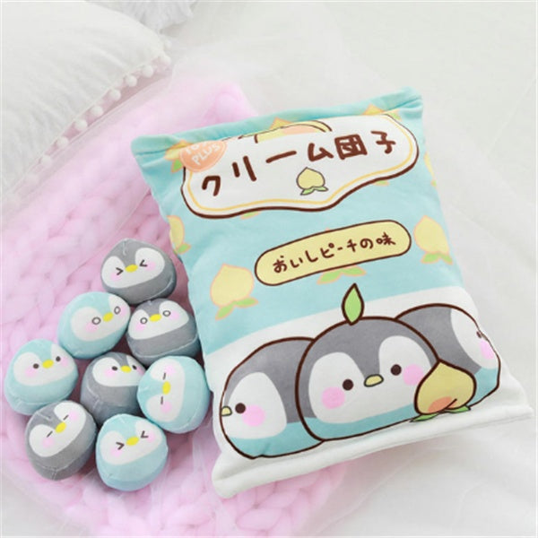 Snack Bag Plush Pillow – Soft Stuffed Toy with 8 Mini Plush Snacks