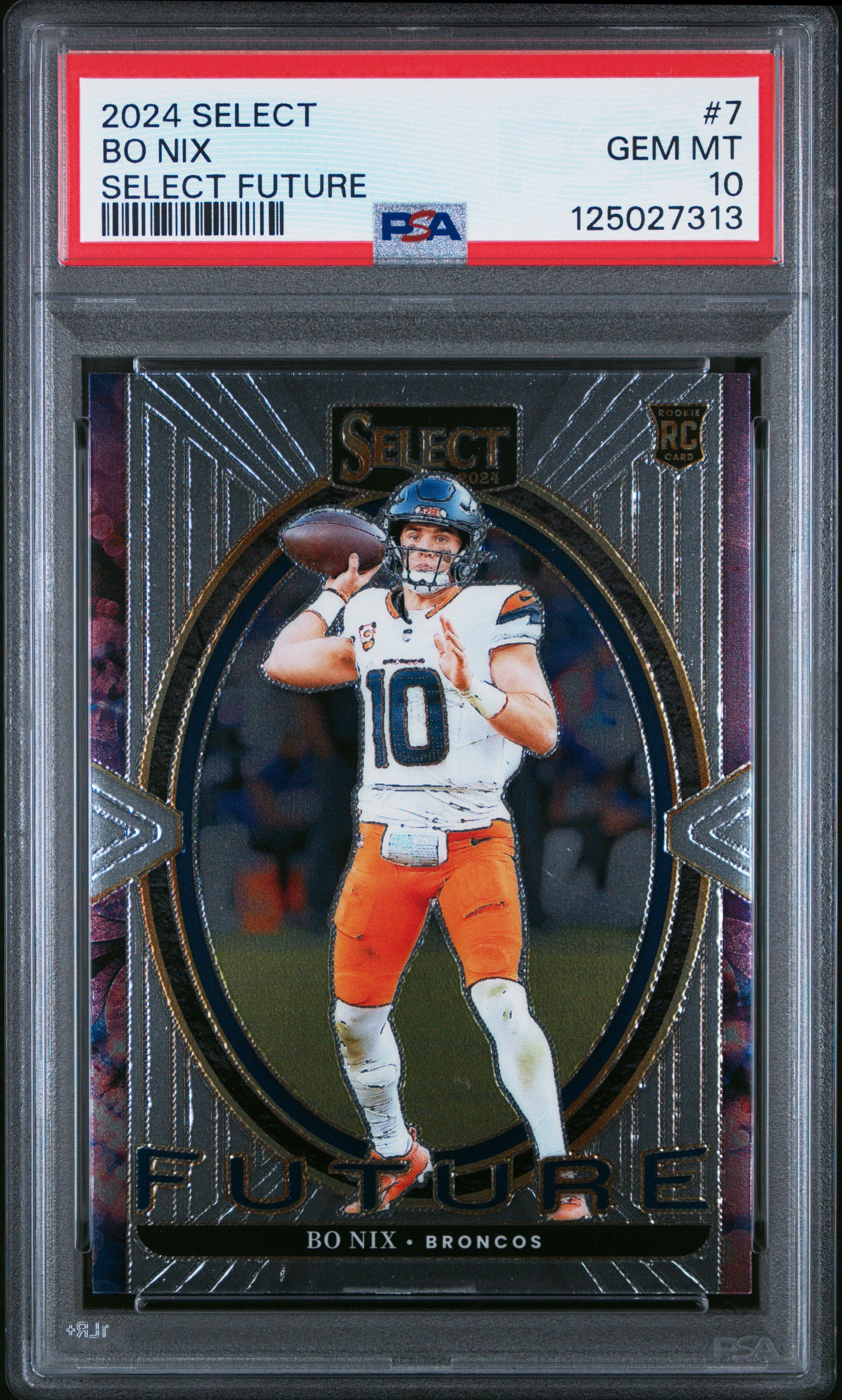 bo nix graded rookie card 2024 Panini Select #7 Select Future RC Football PSA 10 Gem Mint Monkey D Luffy ST01 3RD GEN INTERIOR about to make a Art Style:The Fallen
