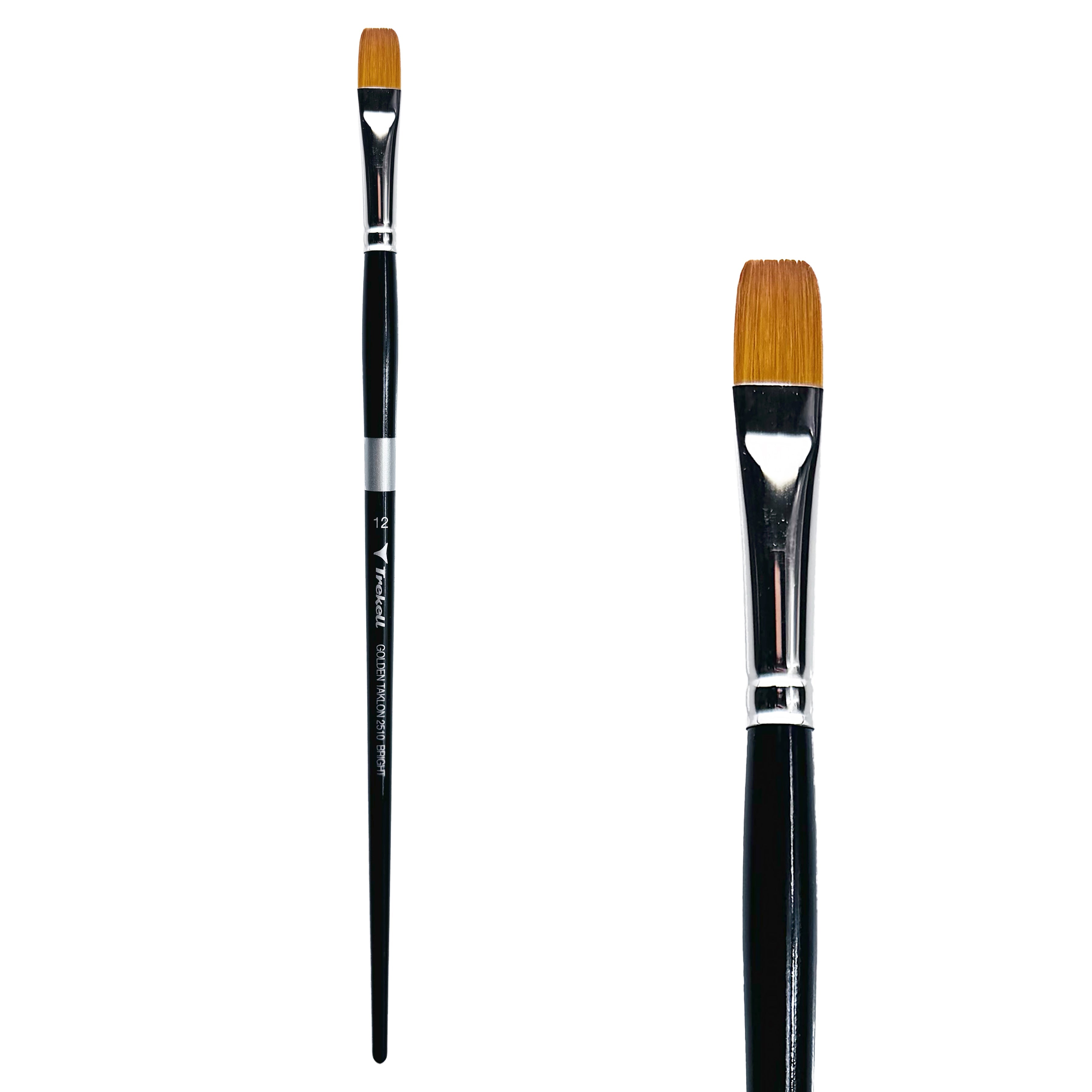 Trekell Golden Taklon Long Handle Artist Brush - Size #12 Bright