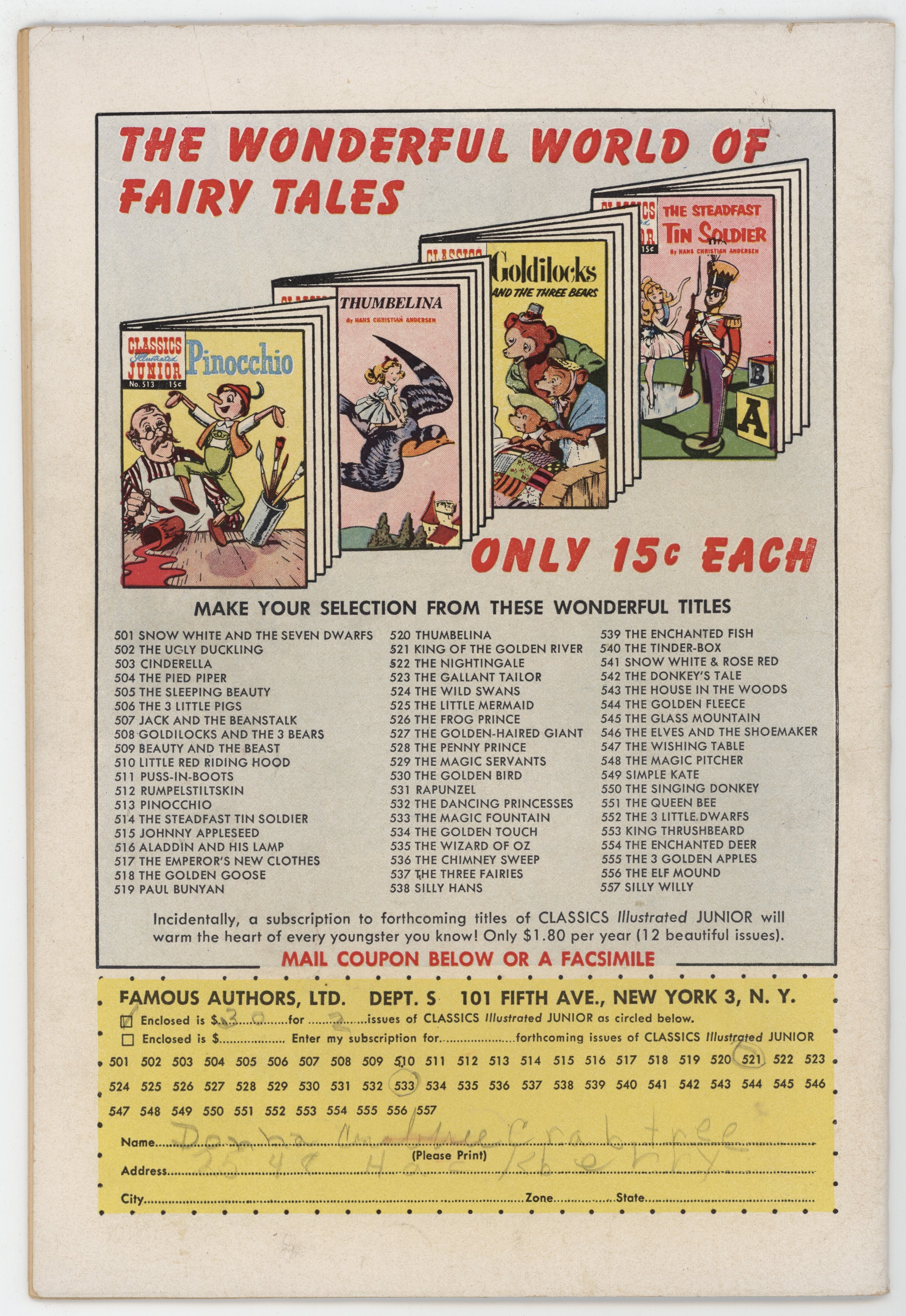 Classics Illustrated Junior 528 Gilberton 1956 FR Penny Prince HRN 557