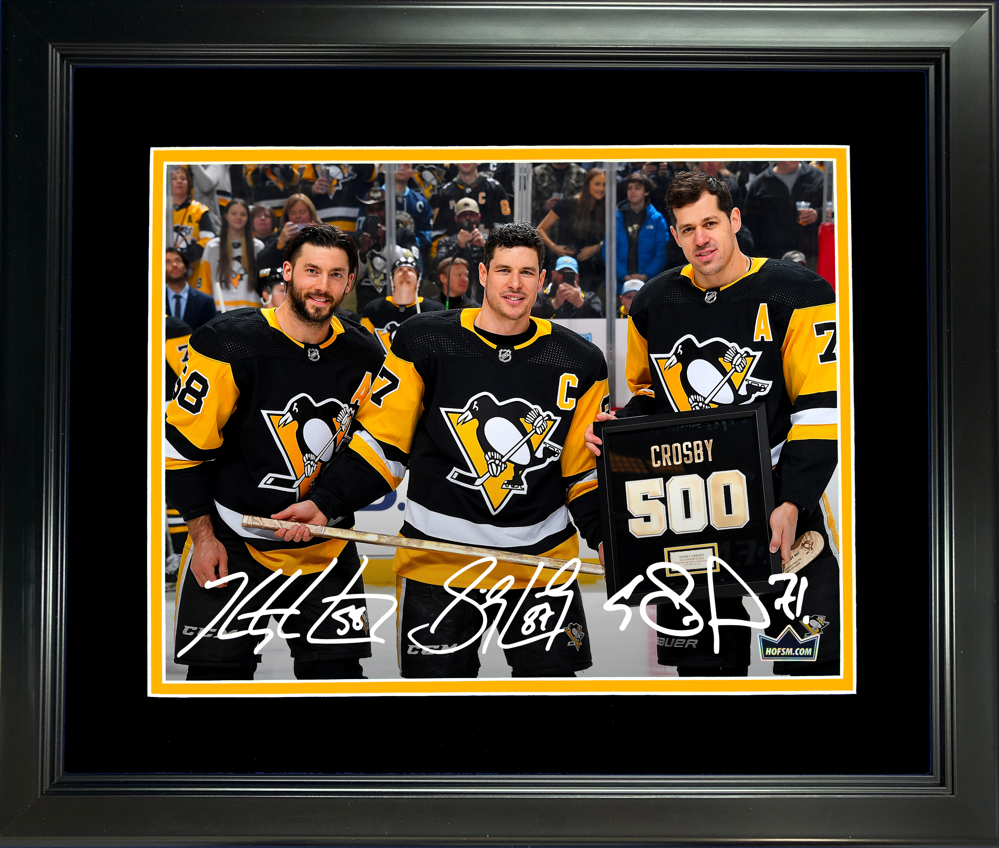 Framed Sidney Crosby, Evgeni Malkin & Kris Letang Facsimile Laser Engraved Signature Auto 11"x14"Hockey Photo HOFSM Holo