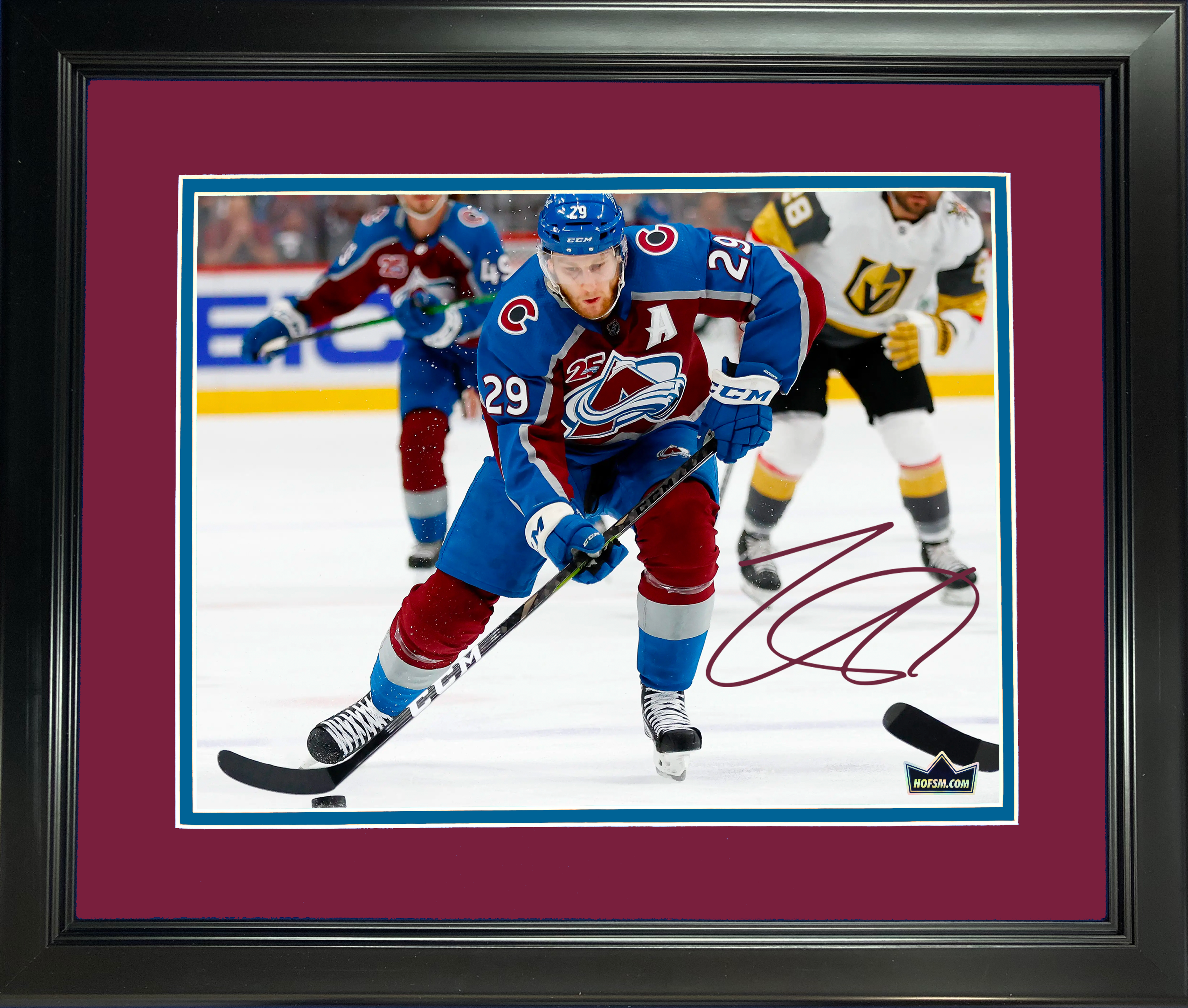 Framed Nathan MacKinnon Colorado Avalanche Facsimile Laser Engraved Signature Auto 11"x14" Hockey Photo HOFSM Holo