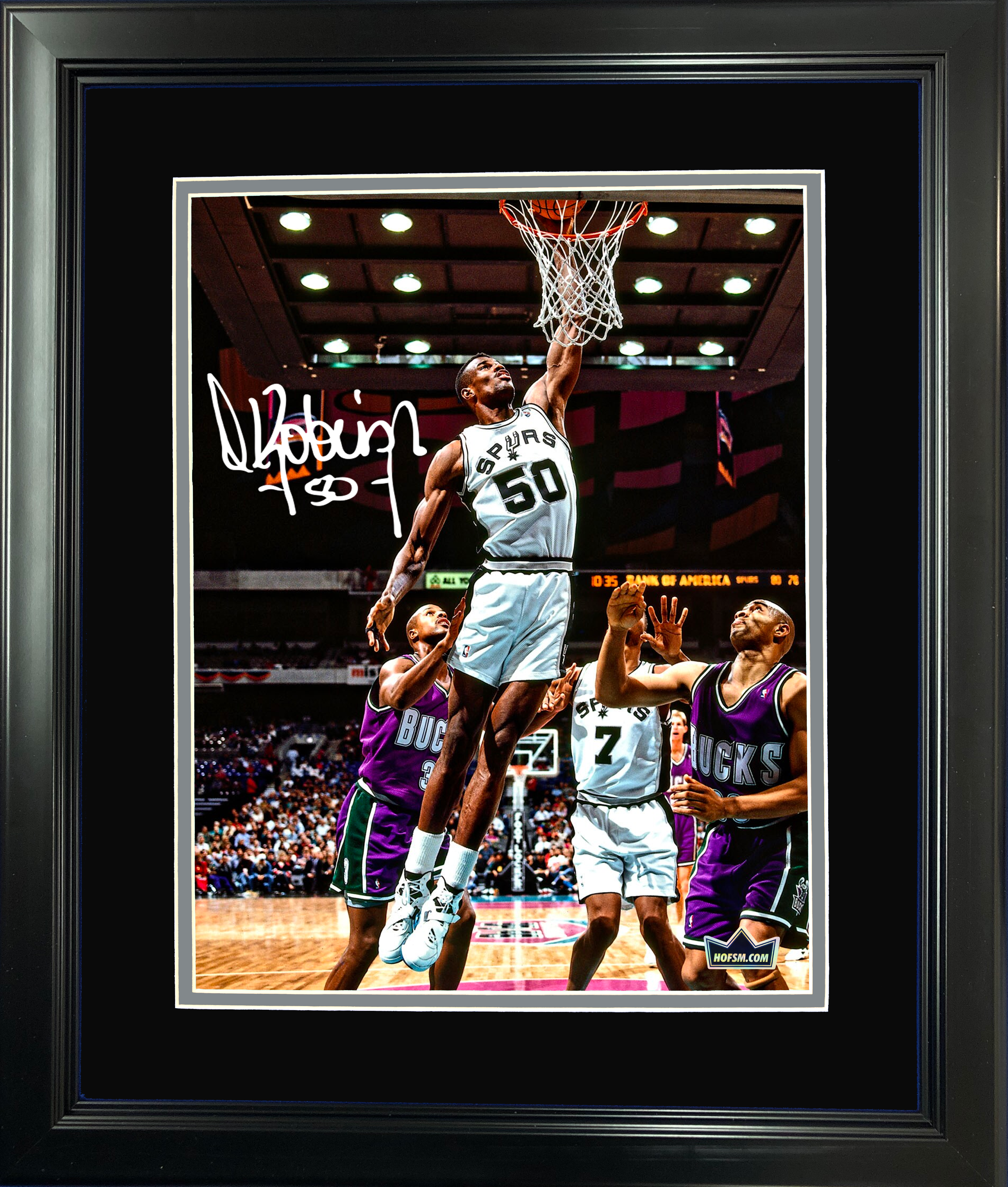 Framed David Robinson Facsimile Laser Engraved Signature Auto 11"x14" Basketball Photo HOFSM Holo