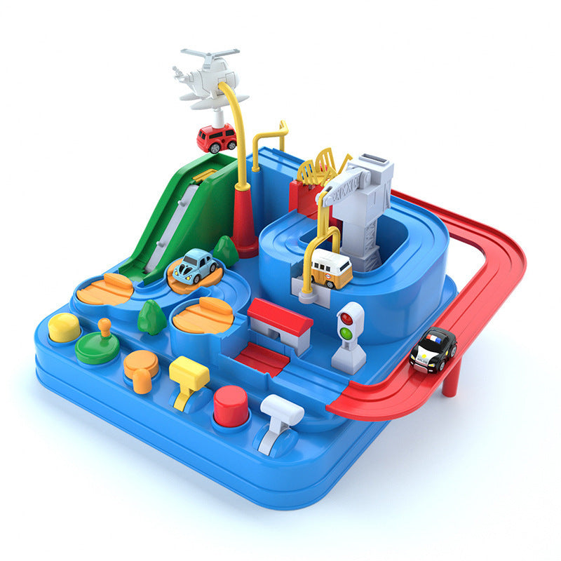 Adventure Parking Lot Car Track โ Interactive Rail Toy Set for Kids