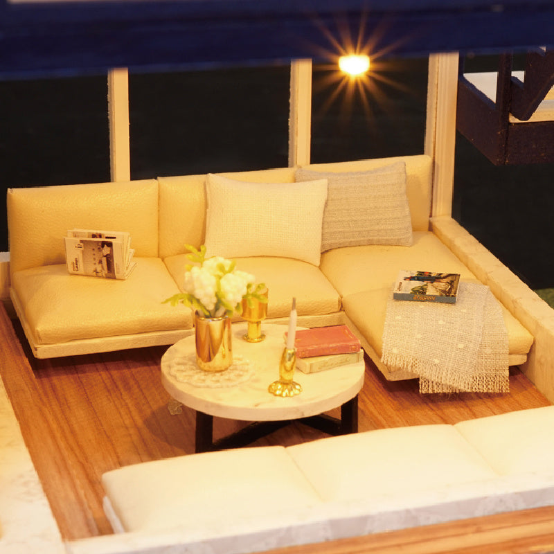 DIY Wooden Dollhouse Kit – 3D Miniature House with Furniture & LED Lights