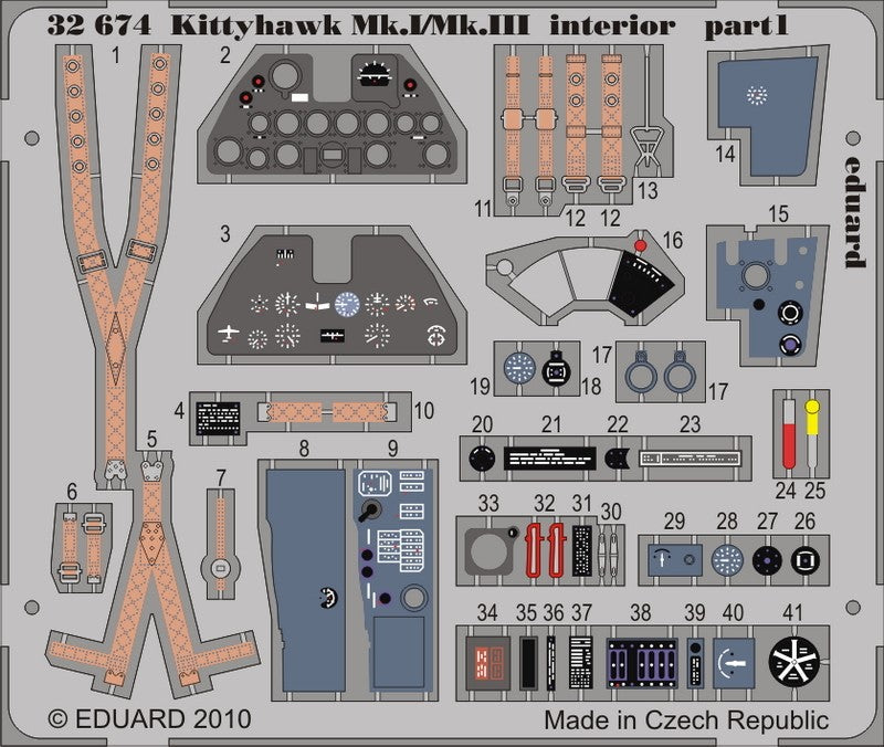 Eduard 32674 1/32 Aircraft- Kittyhawk Mk I/III Interior for HSG (Painted Self Ad