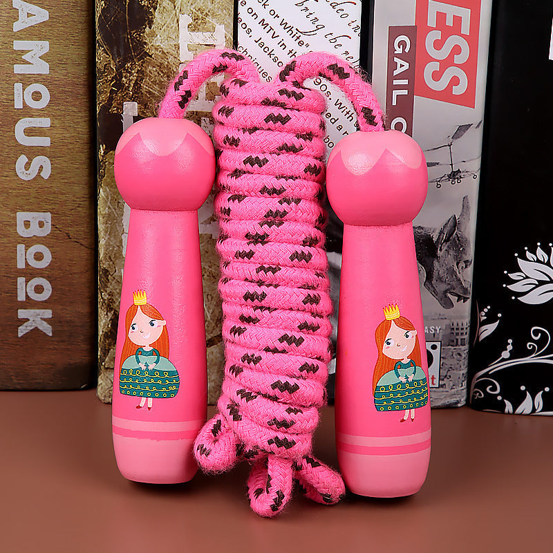 Wooden Skipping Rope for Kids – Fun Fitness Toy with Cute Cartoon Handles
