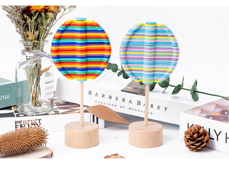 Wooden Rotating Lollipop Toy – Stress Relief Spiral Desk Ornament