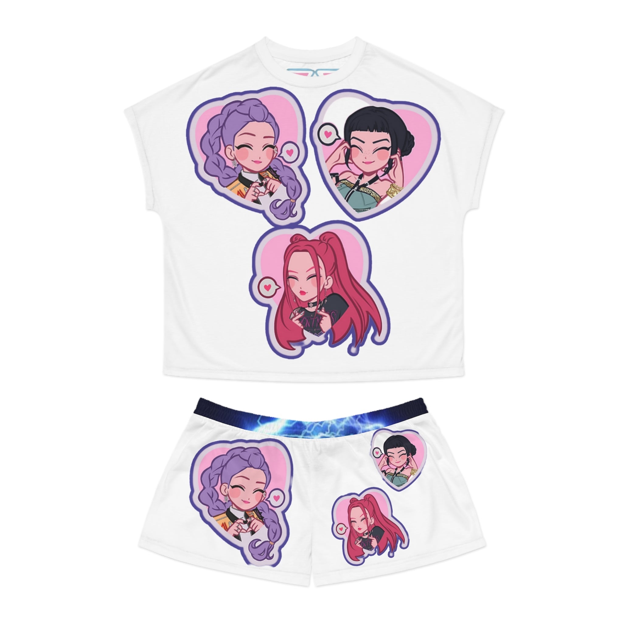Idol style Women's Short Pajama Set, Cute and Comfy Sleepwear, Perfect for Sleepovers, Anime Conventions, Gifts for Fans, Relaxation Wear