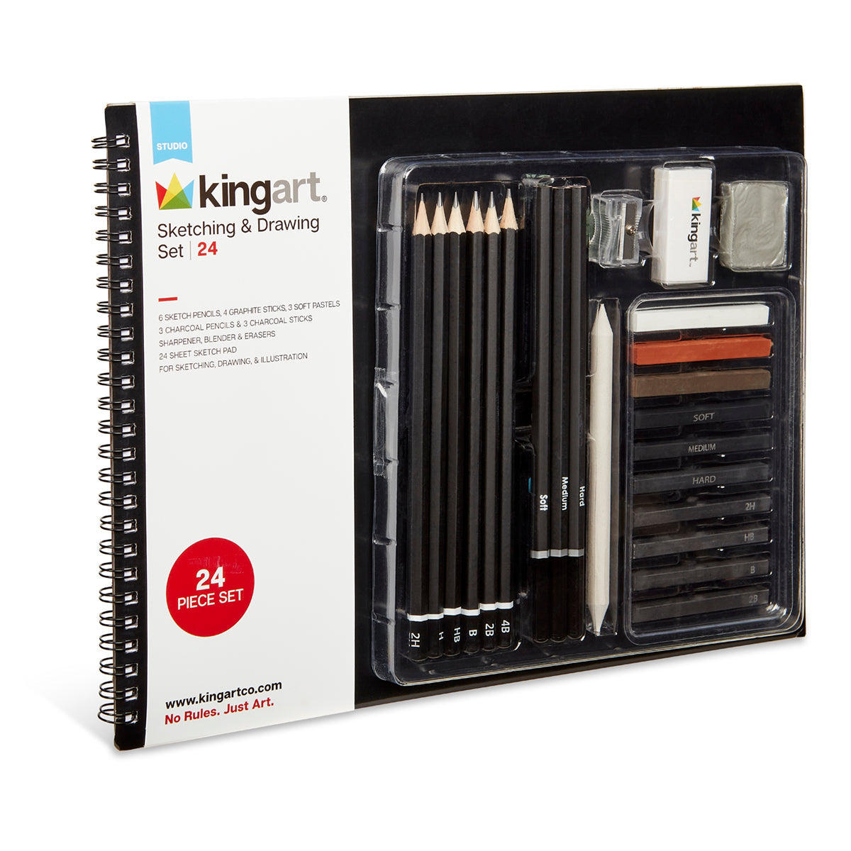 Sketching & Drawing Combo, Hardcover Book & 26 pc Pencil Set