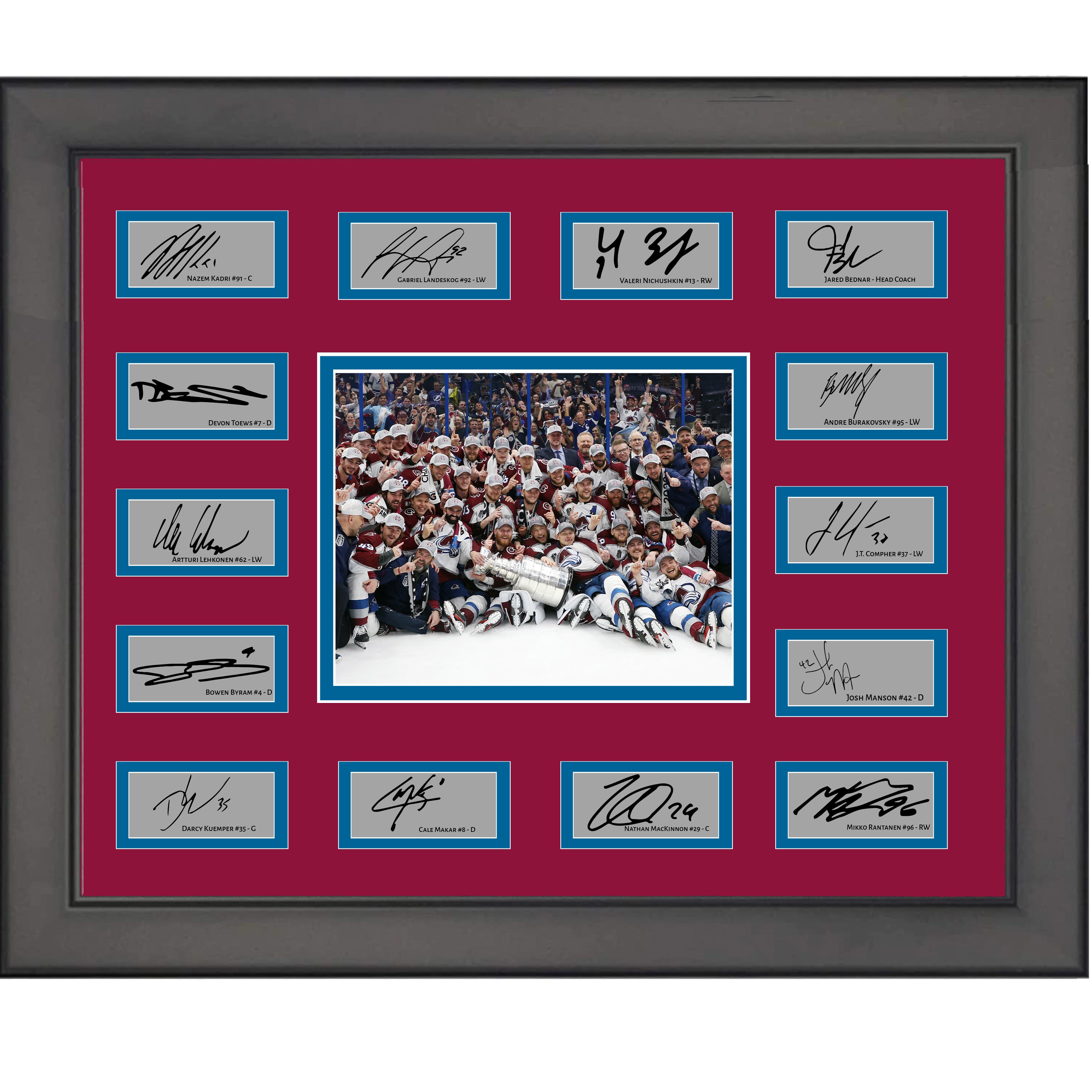 Framed 2022 Colorado Avalanche Stanley Cup Champions 14x Team Facsimile Laser Engraved Signature Auto Collage 20x25 Hockey Photo