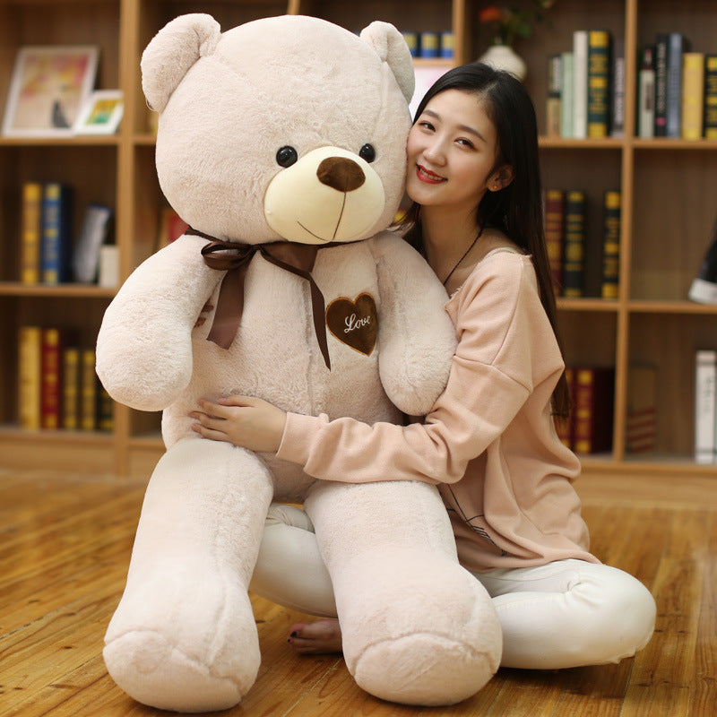 Plush Teddy Bear Doll – Soft Stuffed Toy with Ribbon Design
