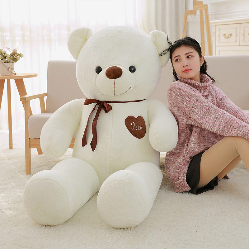 Plush Teddy Bear Doll – Soft Stuffed Toy with Ribbon Design