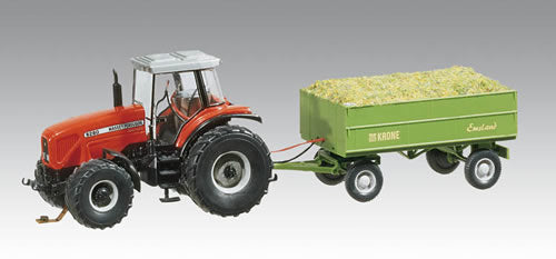 Faller 161536 HO Scale Car System MF Tractor w/Trailer -- (Wiking)