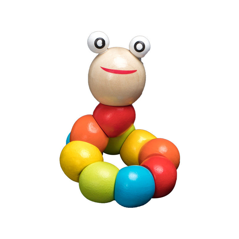Wooden Rattle and Rainbow Blocks – Montessori Educational Toy for Babies
