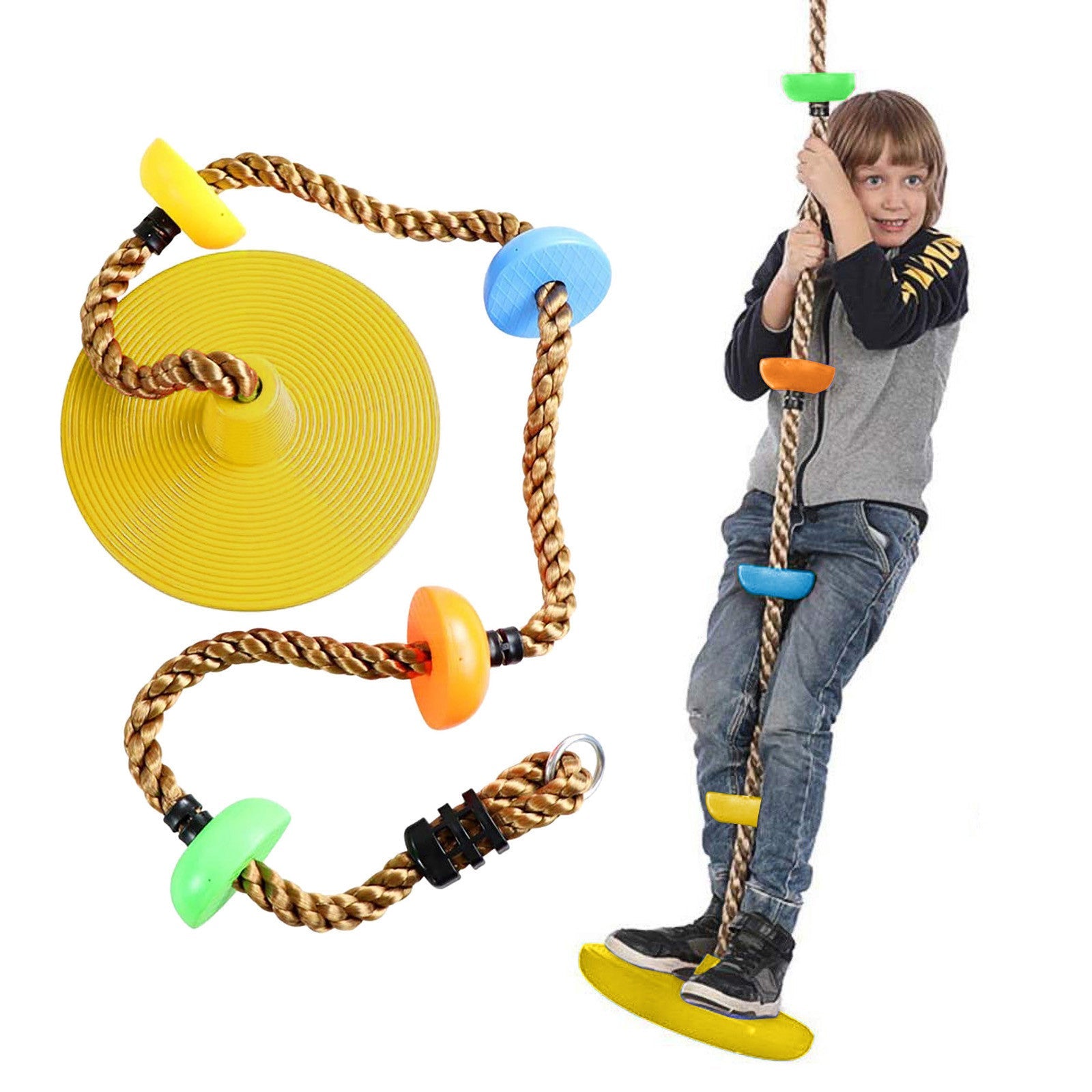 Fun Climbing Rope Swing with Platforms for Backyard Play