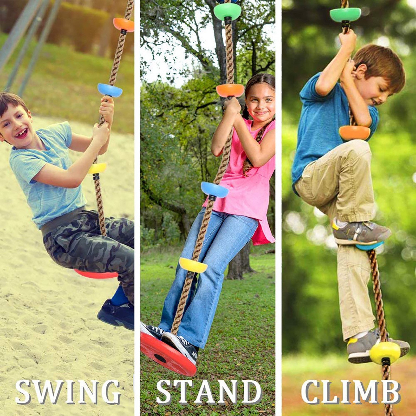 Fun Climbing Rope Swing with Platforms for Backyard Play