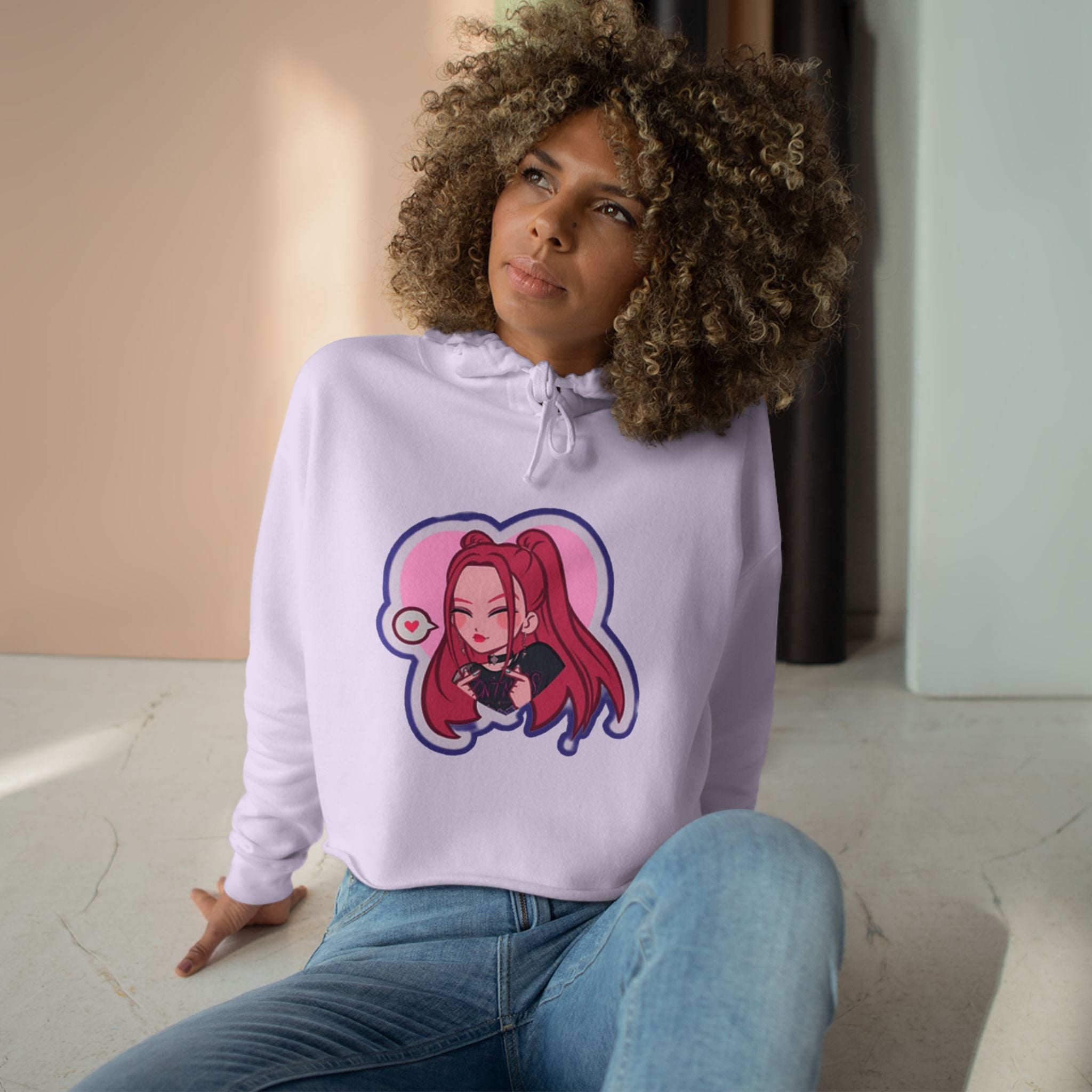Idol style 3 Crop Hoodie, Stylish Anime Apparel, Cute Hooded Sweatshirt, Streetwear Crop Top, Trendy Women's Fashion Top