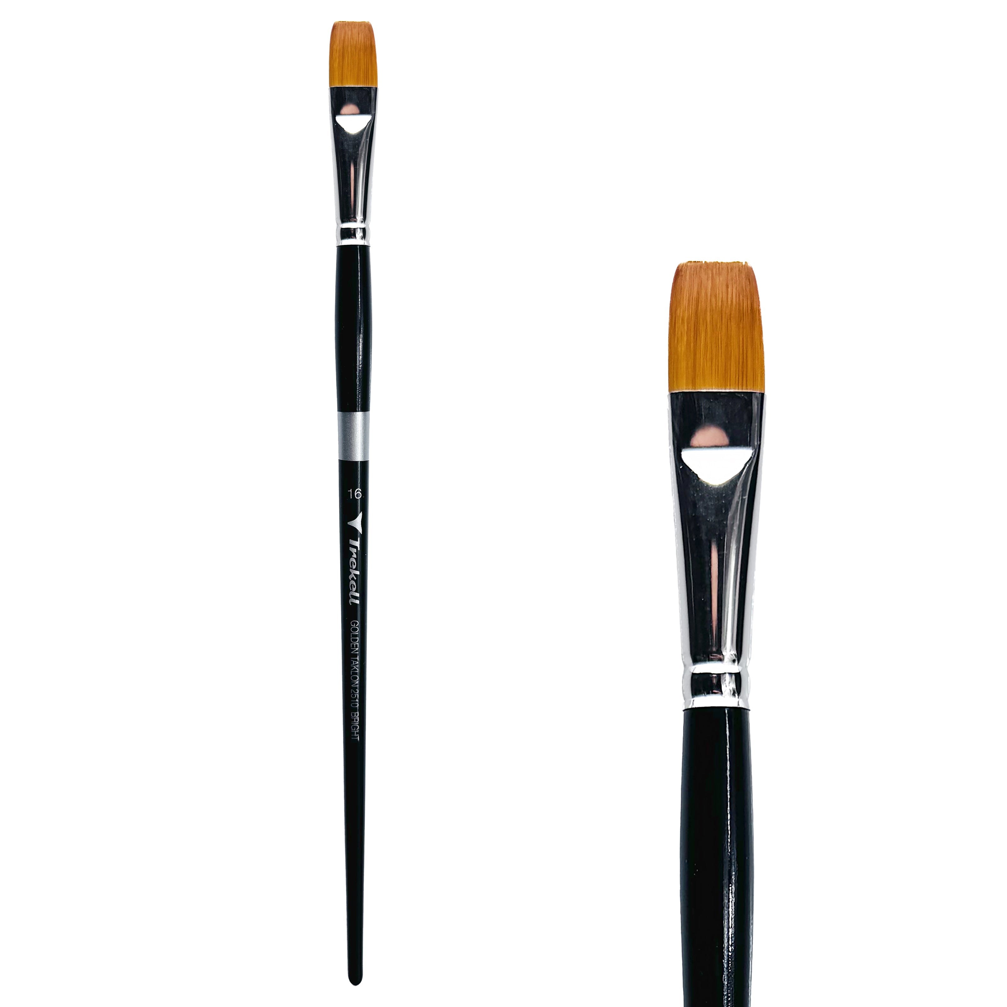 Trekell Golden Taklon Long Handle Artist Brush - Size #16 Bright