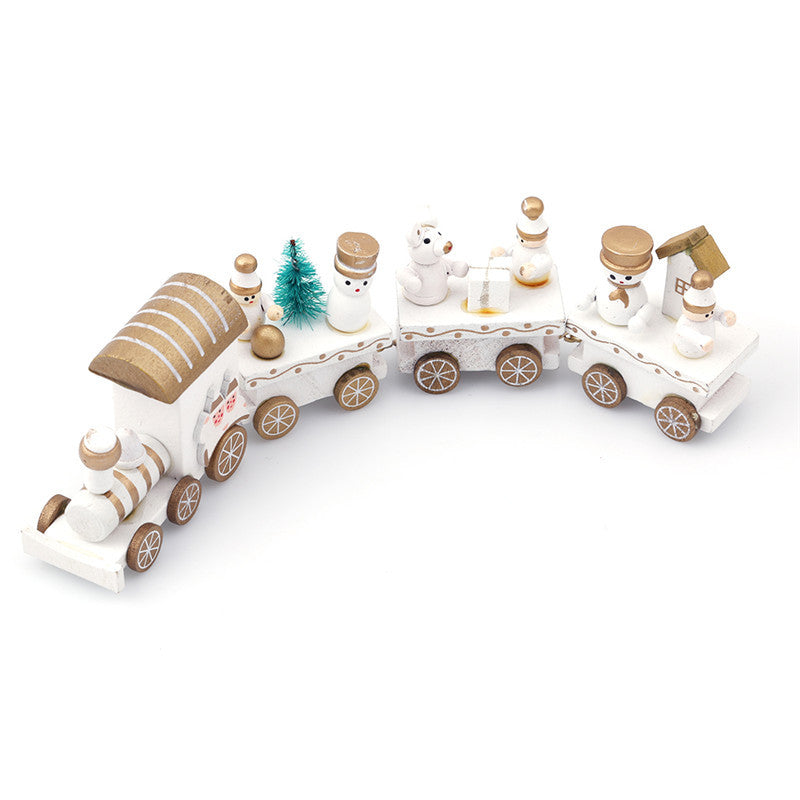4pcs Mini Wooden Christmas Train Set – Holiday Décor Ornament Gift