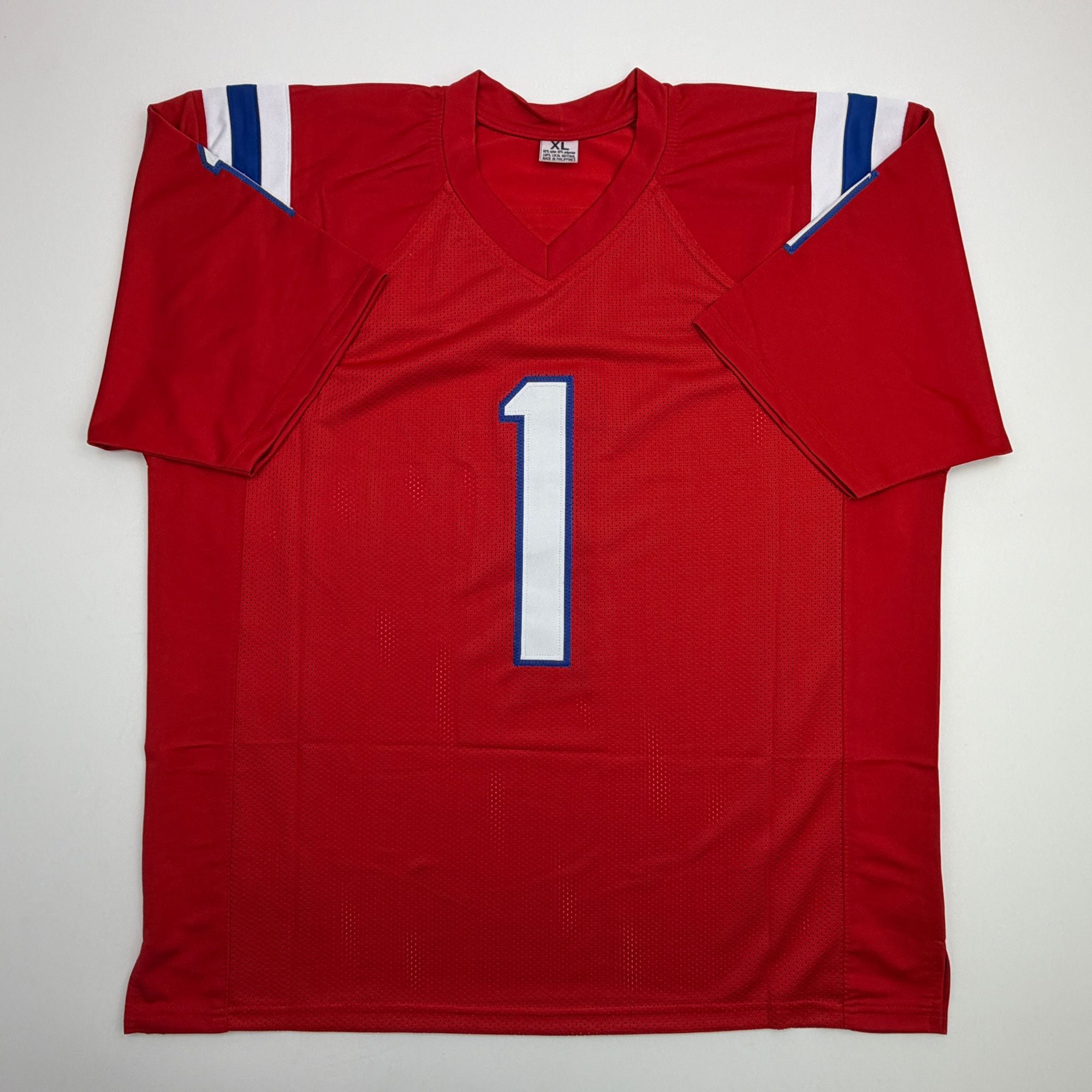 Autographed/Signed AJ A.J. Brown New England Patriots Red Football Jersey Beckett BAS COA