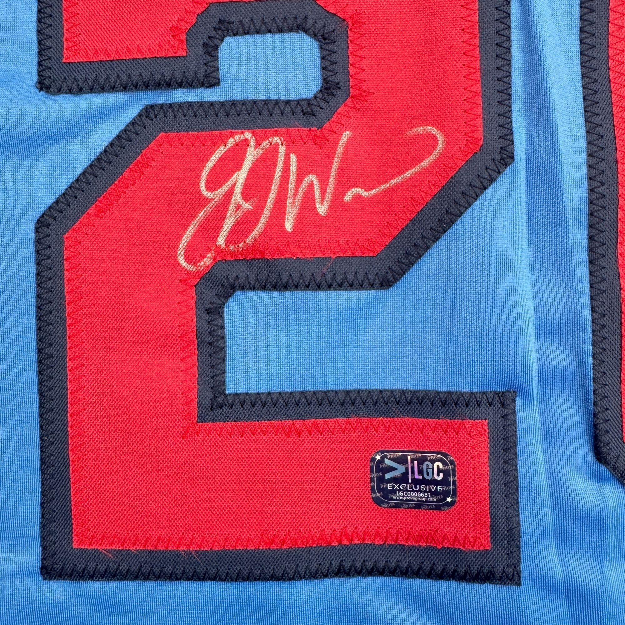 Autographed/Signed J.J. JJ Wetherholt St. Louis Blue Baseball Jersey LCG Prova COA
