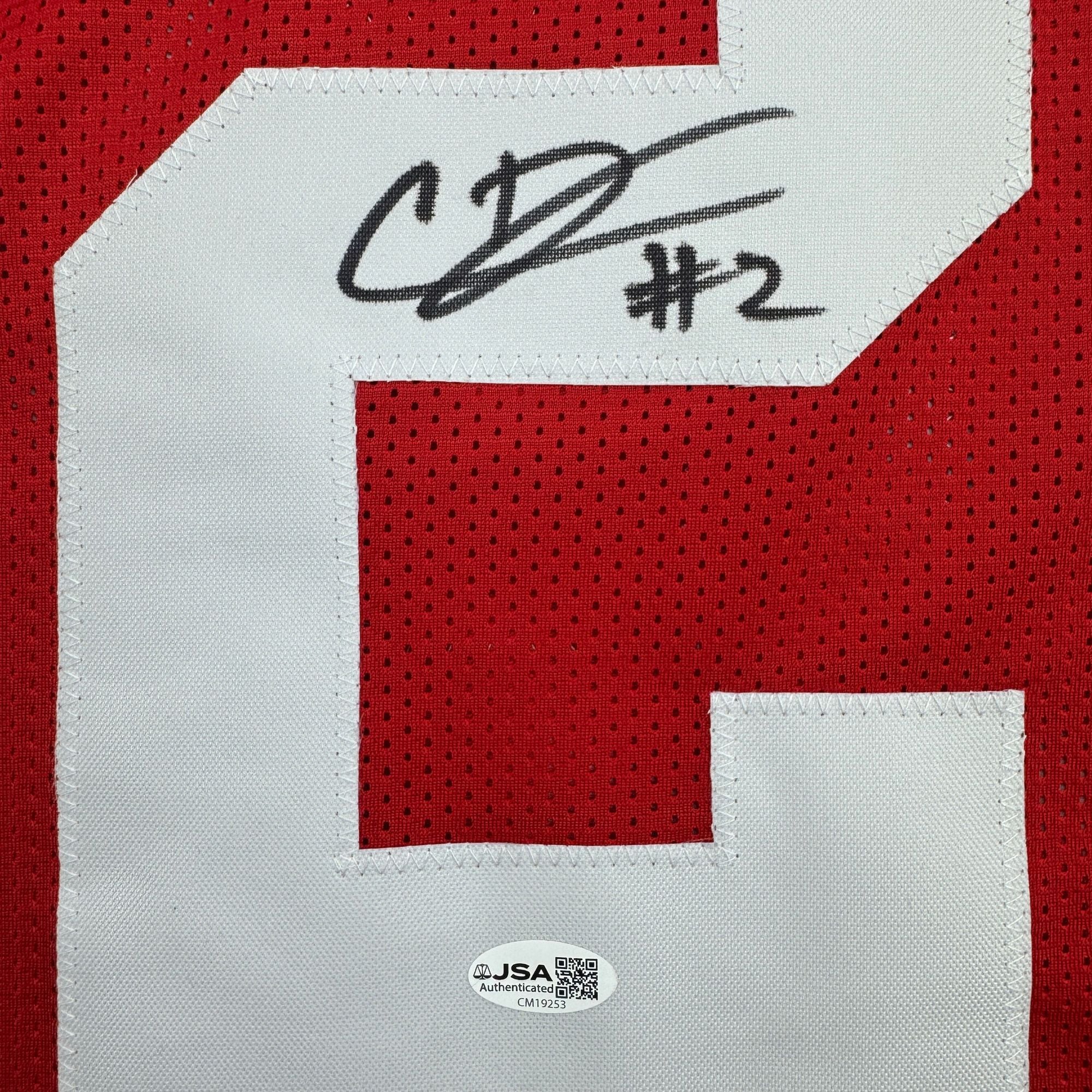 Autographed/Signed Caleb Downs Ohio State Red College Football Jersey JSA COA